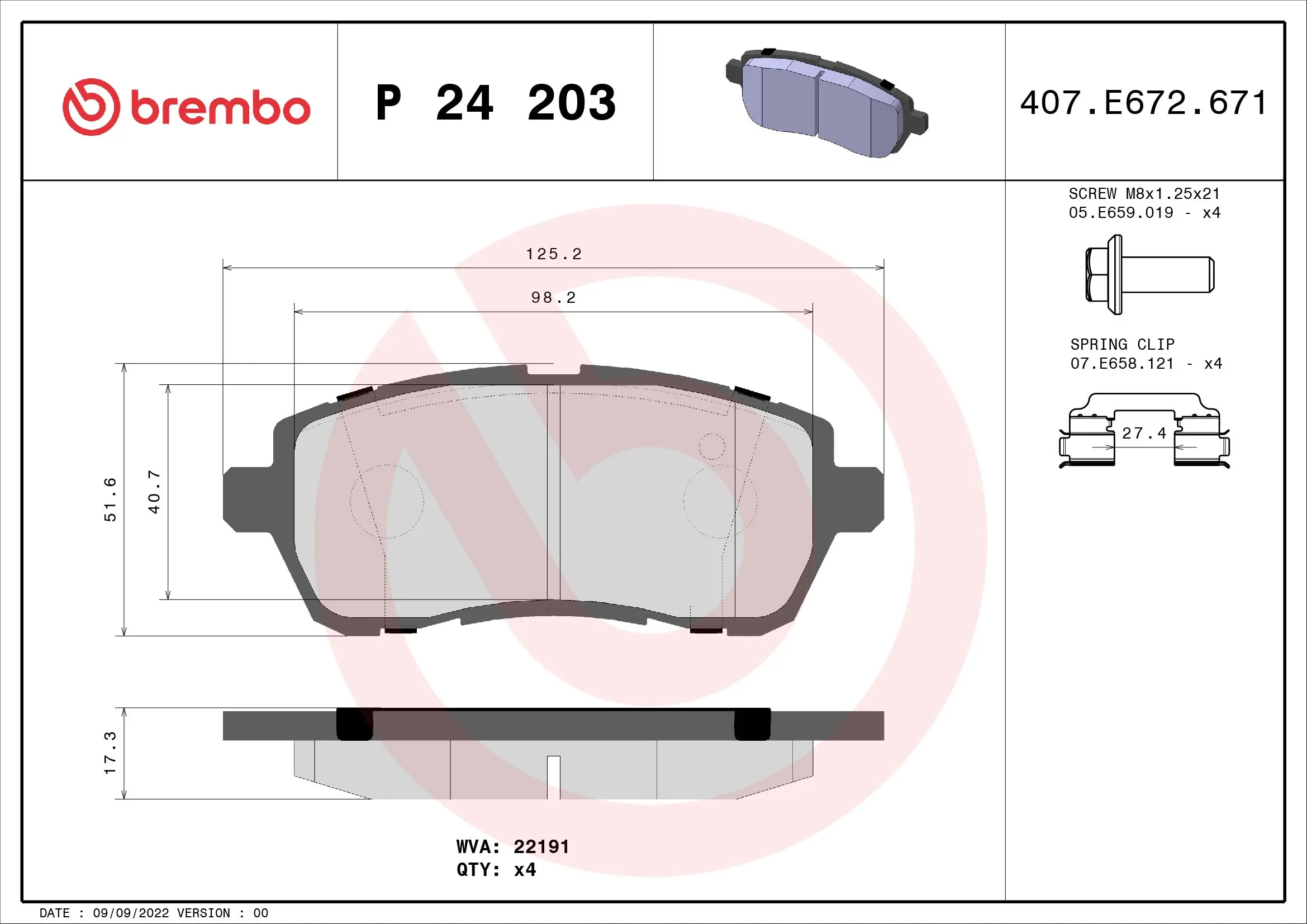 Brake Pad Set, disc brake PRIME LINE P 24 203