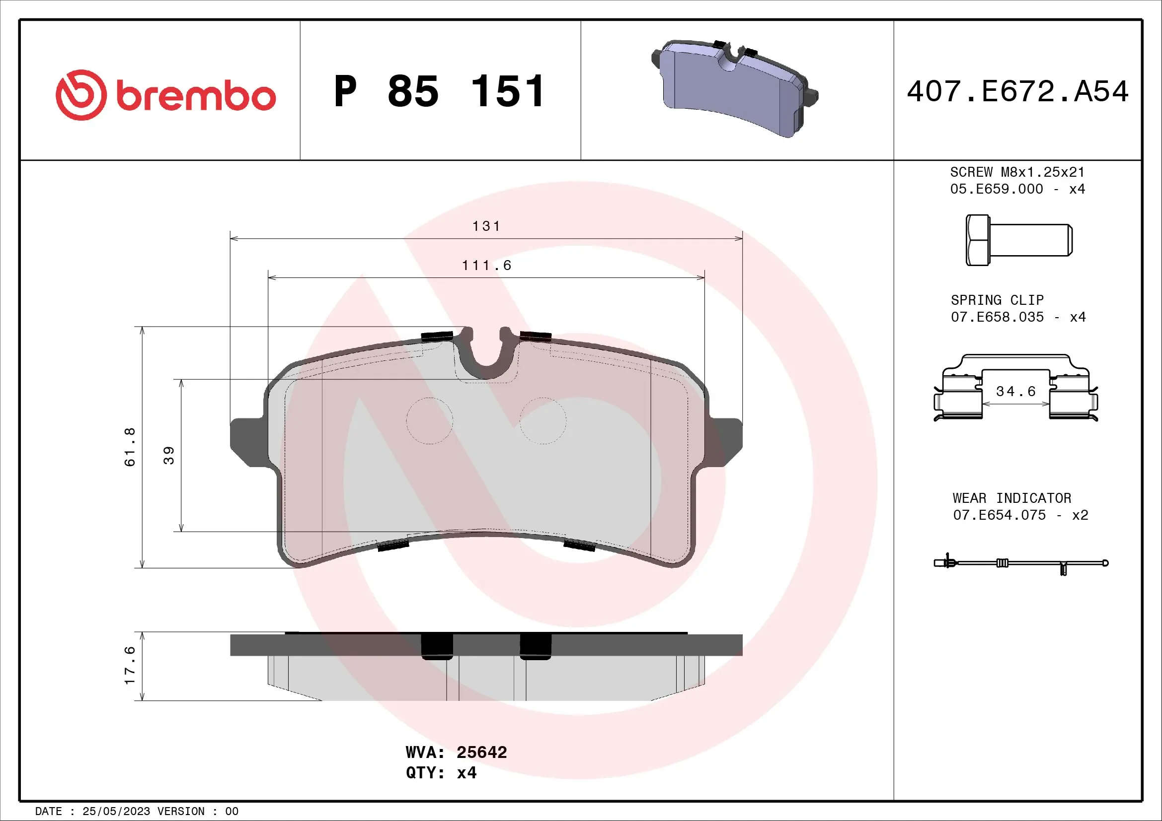 Brake Pad Set, disc brake PRIME LINE P 85 151