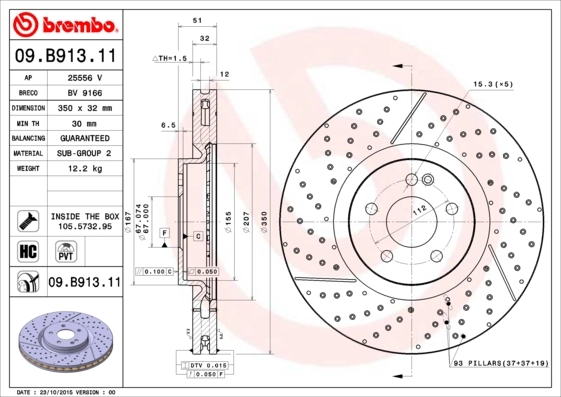 Brake Disc PRIME LINE - UV Coated 09.B913.11