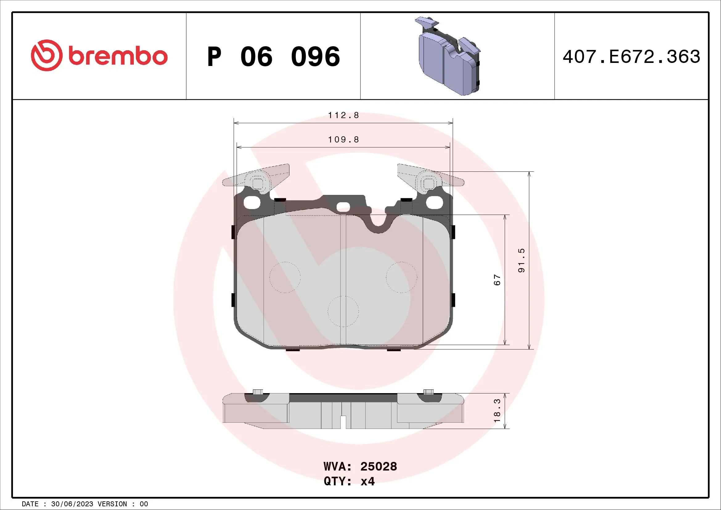 Brake Pad Set, disc brake PRIME LINE P 06 096