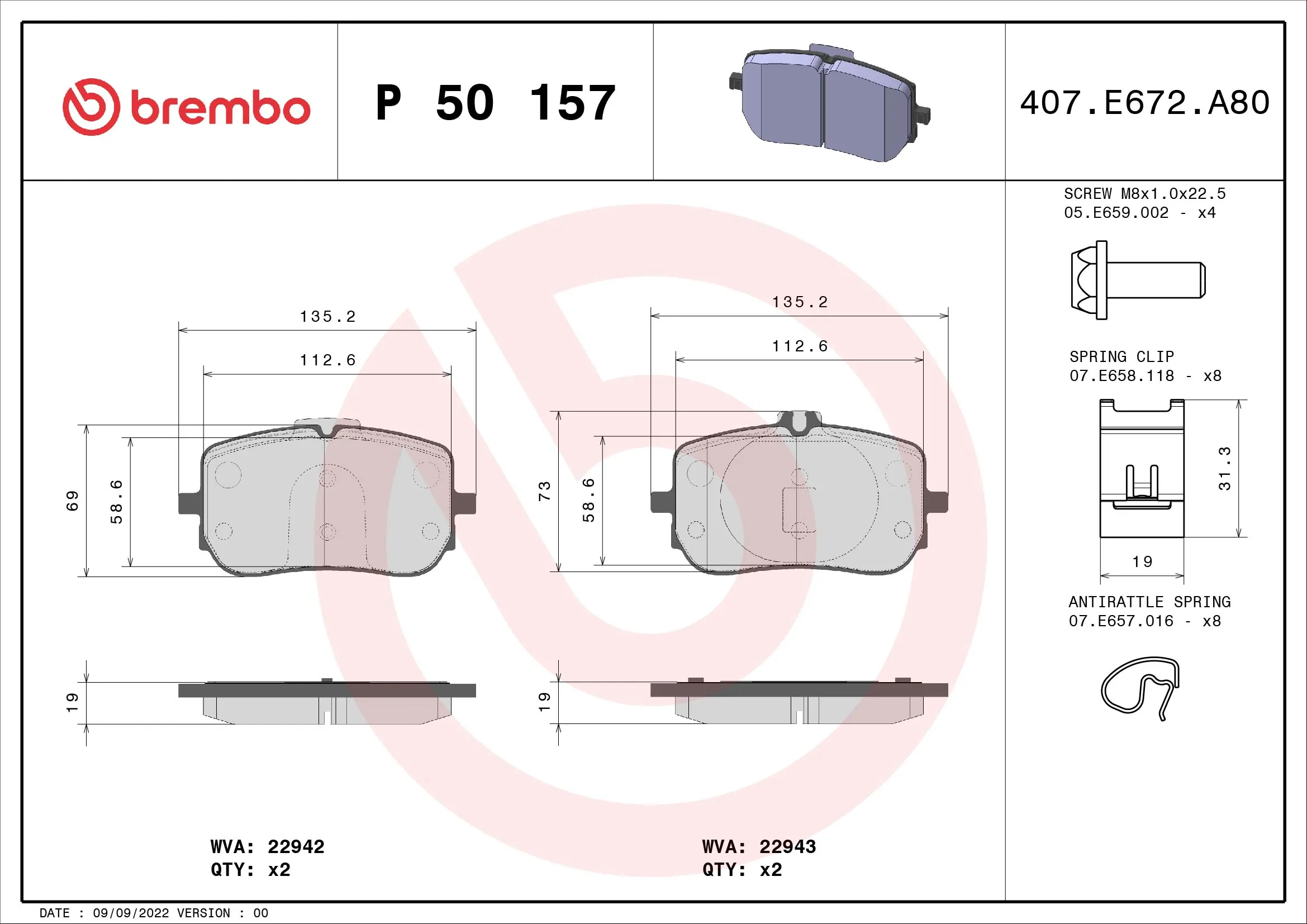 Brake Pad Set, disc brake PRIME LINE P 50 157