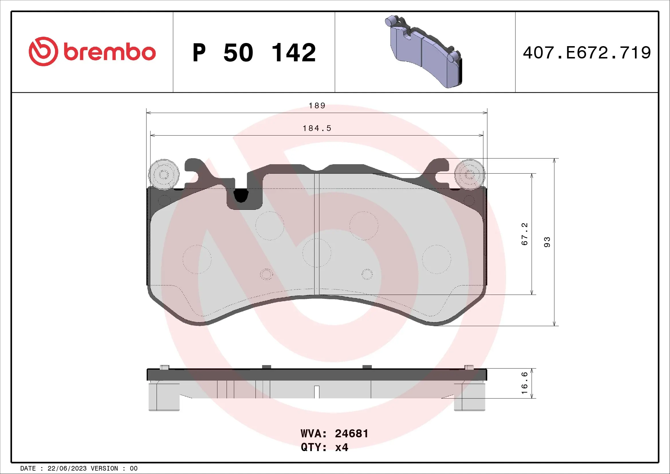 Brake Pad Set, disc brake PRIME LINE P 50 142