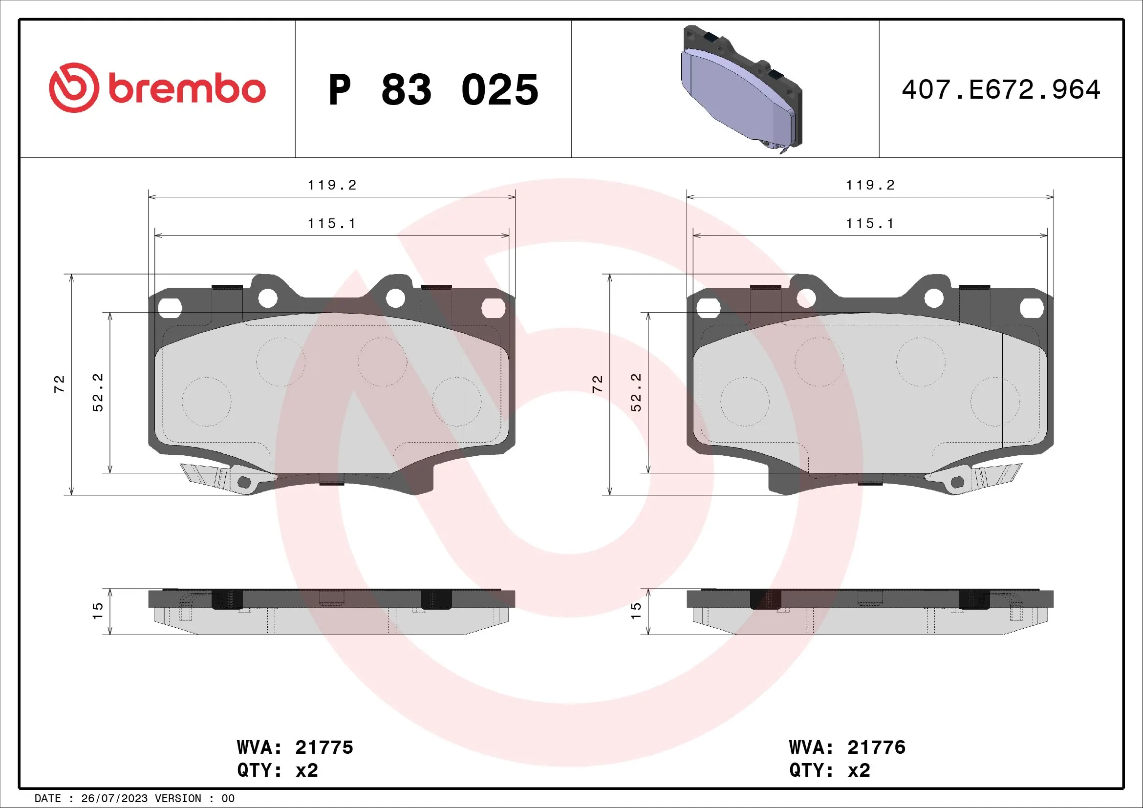 Brake Pad Set, disc brake PRIME LINE P 83 025