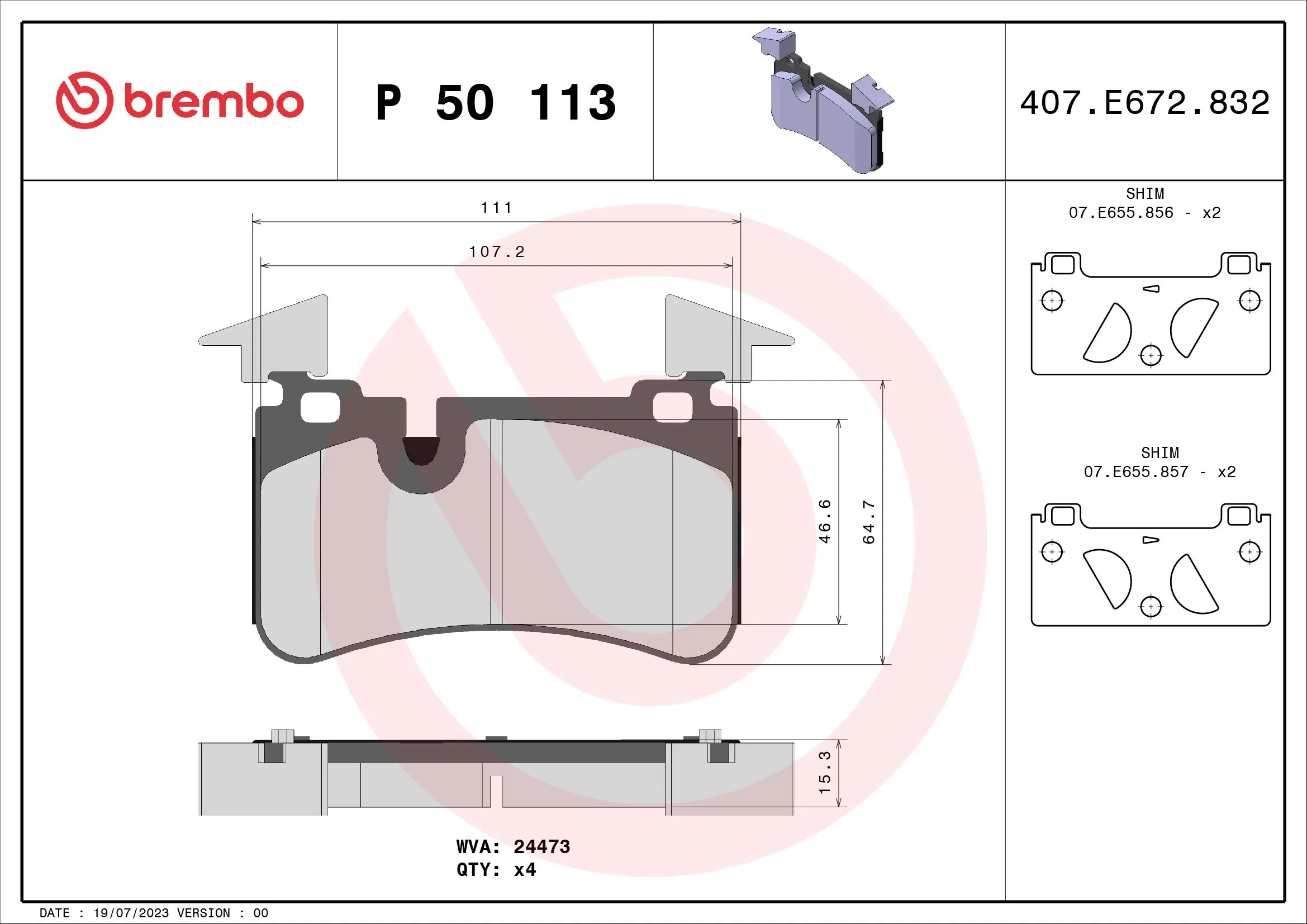 Brake Pad Set, disc brake PRIME LINE P 50 113