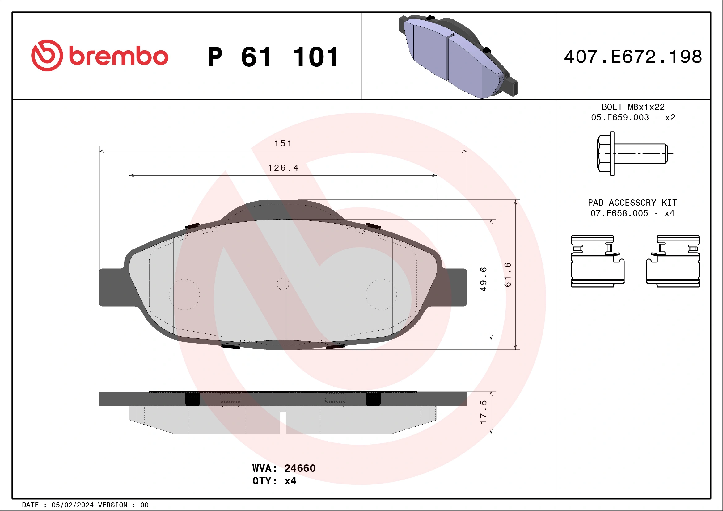 Brake Pad Set, disc brake PRIME LINE P 61 101
