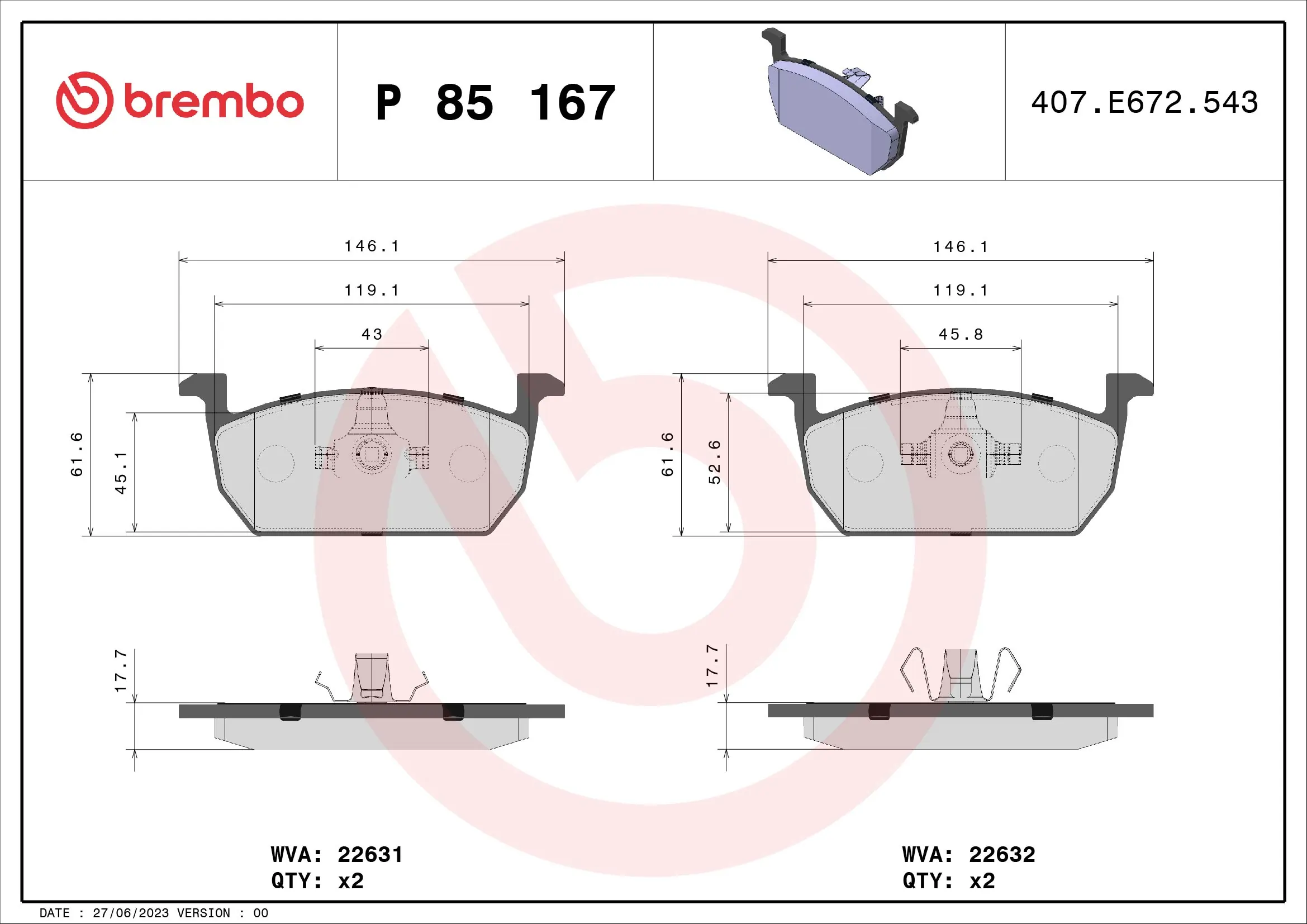 Brake Pad Set, disc brake PRIME LINE P 85 167
