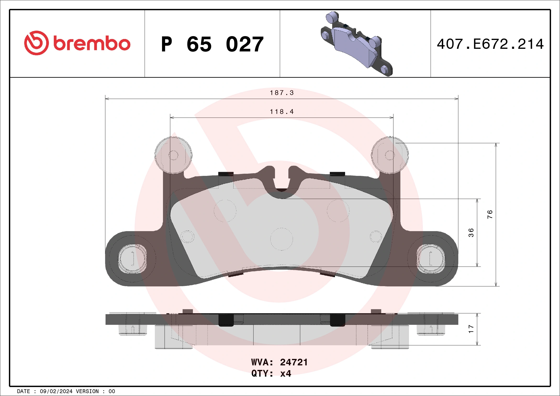 Brake Pad Set, disc brake PRIME LINE P 65 027
