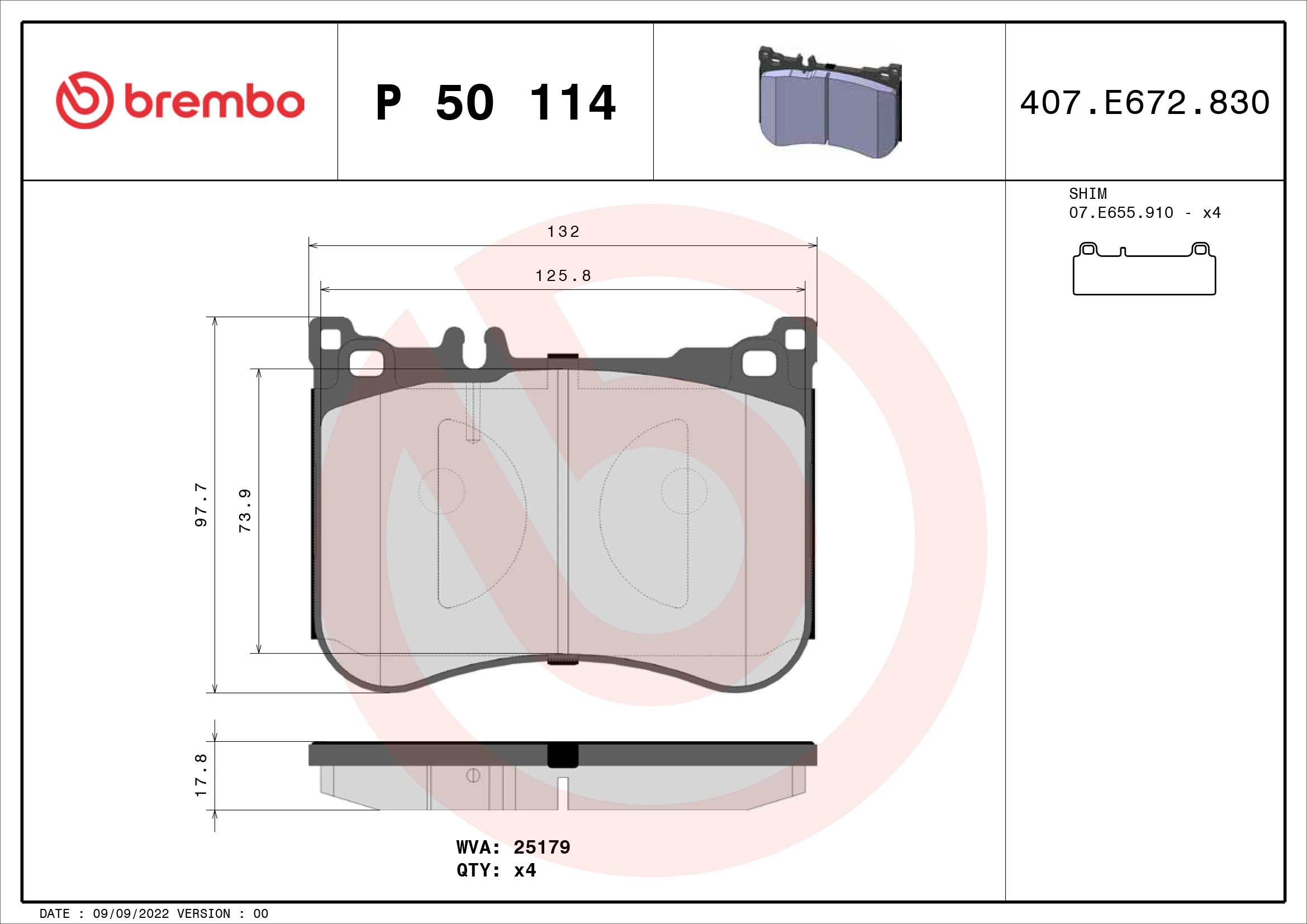 Brake Pad Set, disc brake PRIME LINE P 50 114