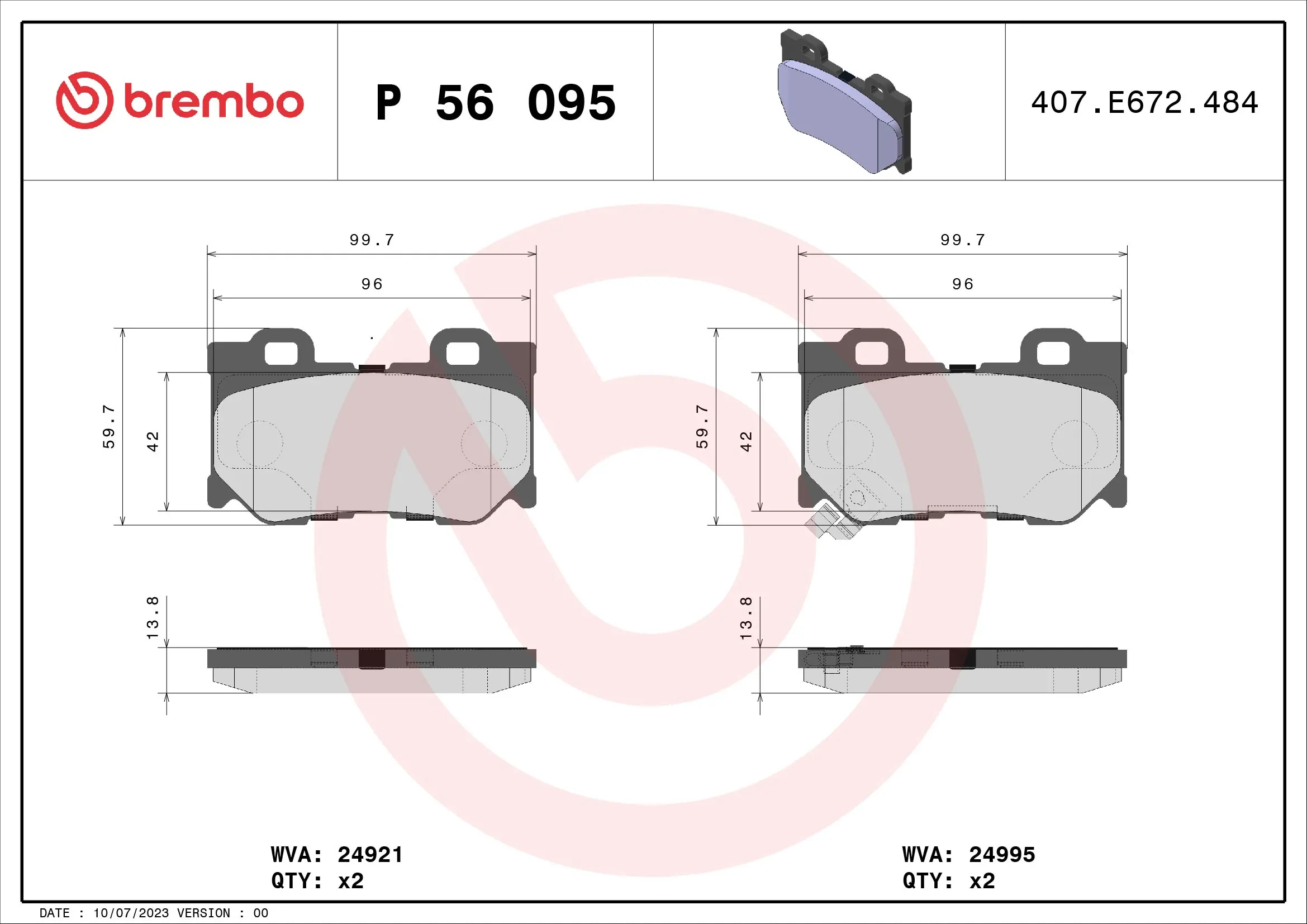 Brake Pad Set, disc brake PRIME LINE P 56 095