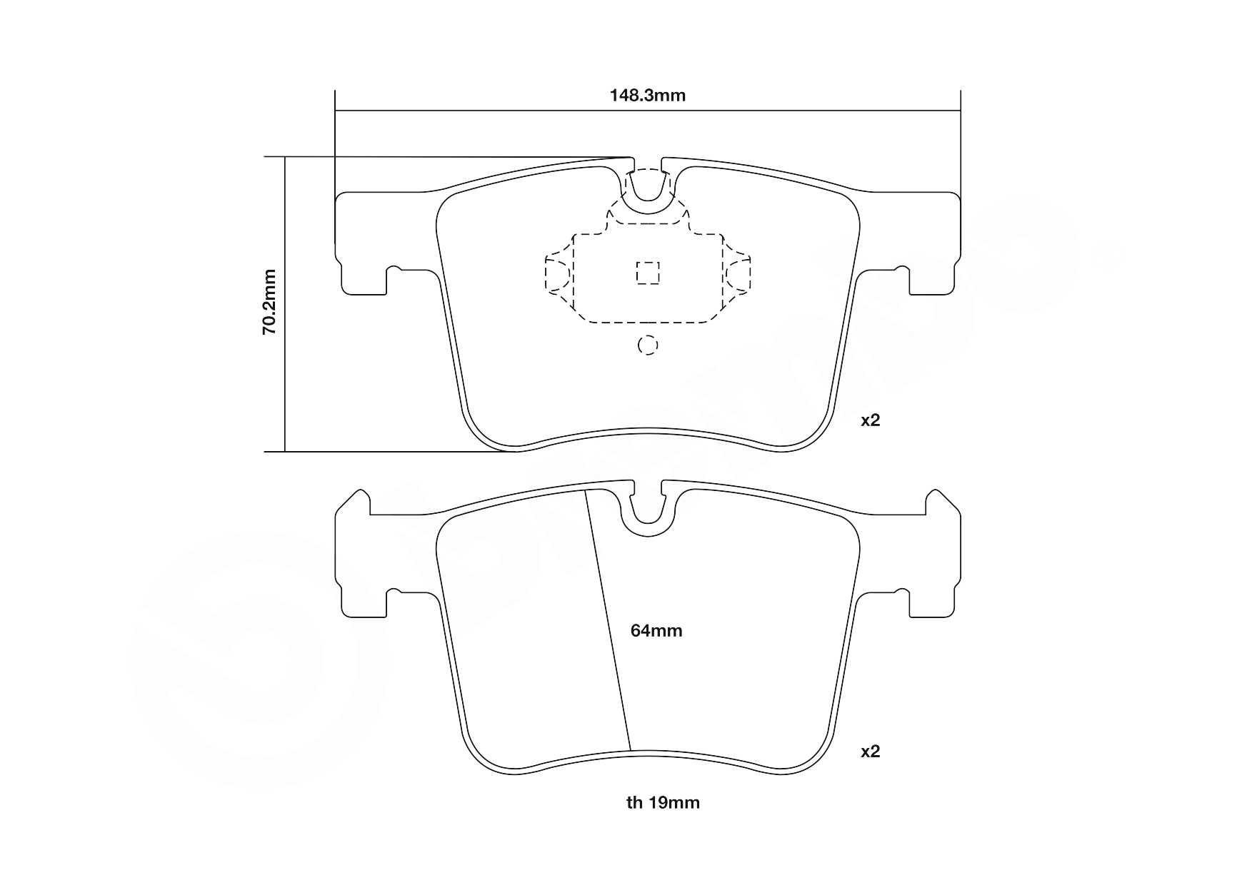 High Performance Brake Pad Set UPGRADE, SPORT | HP2000 07.B314.98