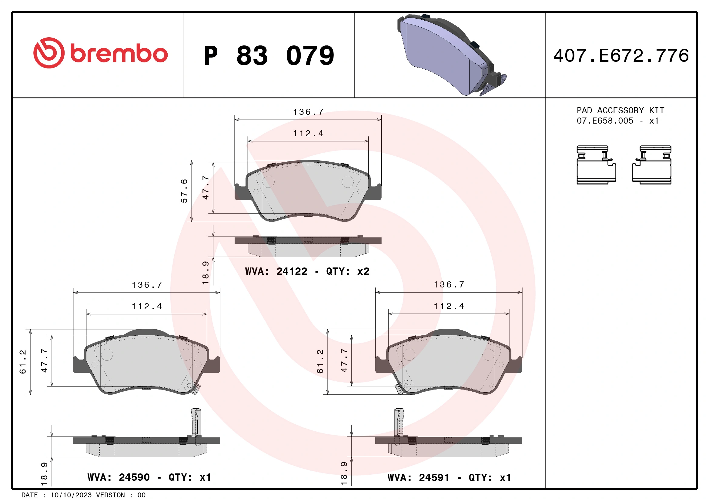 Brake Pad Set, disc brake PRIME LINE P 83 079