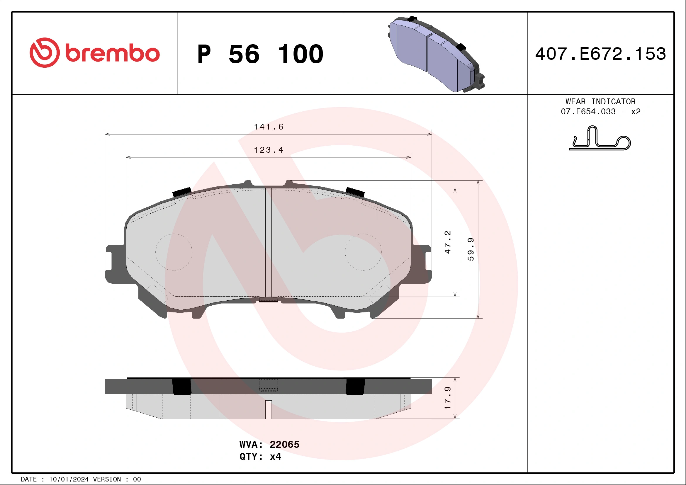 Brake Pad Set, disc brake PRIME LINE P 56 100