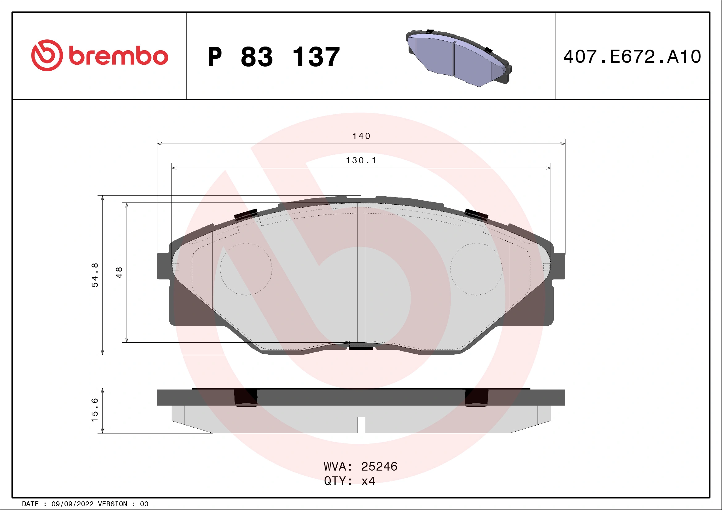 Brake Pad Set, disc brake PRIME LINE P 83 137