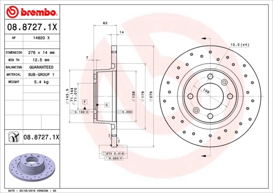 Brake Disc XTRA LINE - Xtra 08.8727.1X