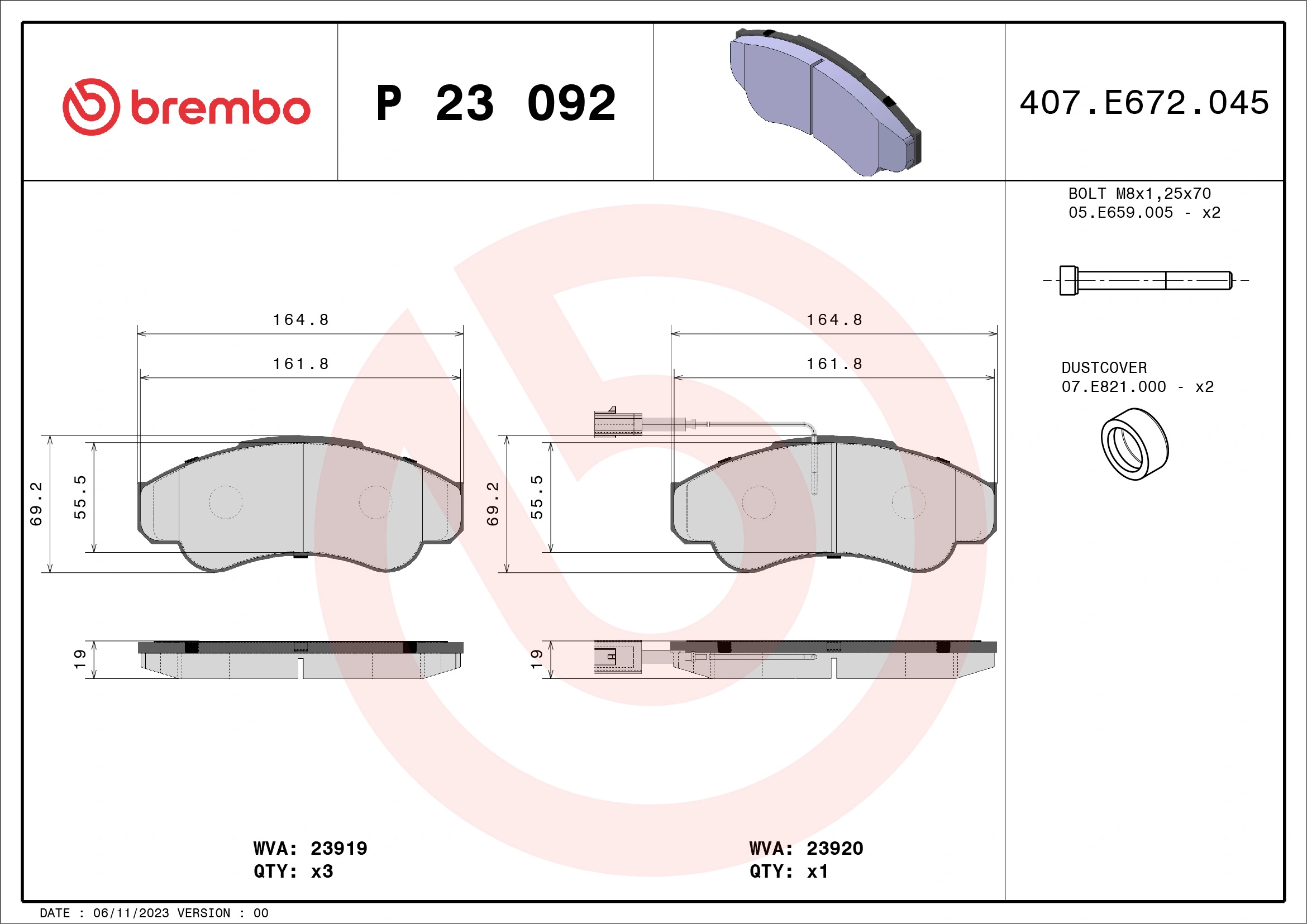 Brake Pad Set, disc brake PRIME LINE P 23 092