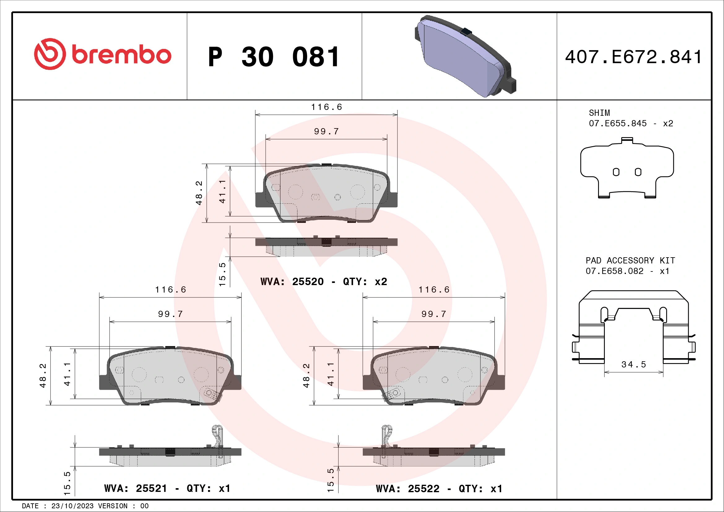 Brake Pad Set, disc brake PRIME LINE P 30 081