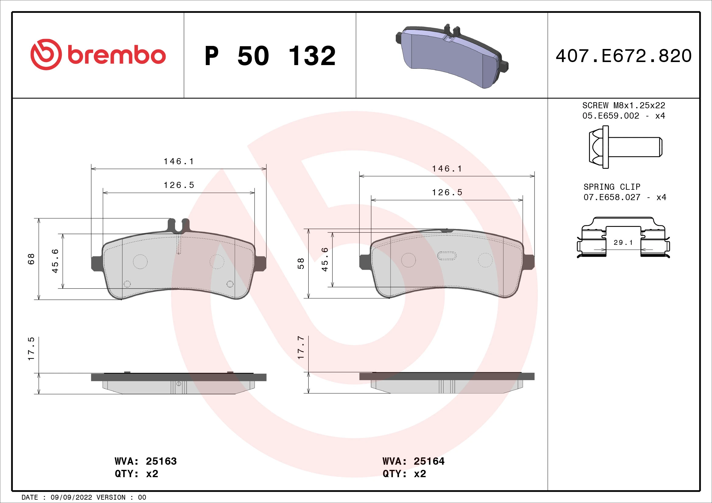 Brake Pad Set, disc brake PRIME LINE P 50 132