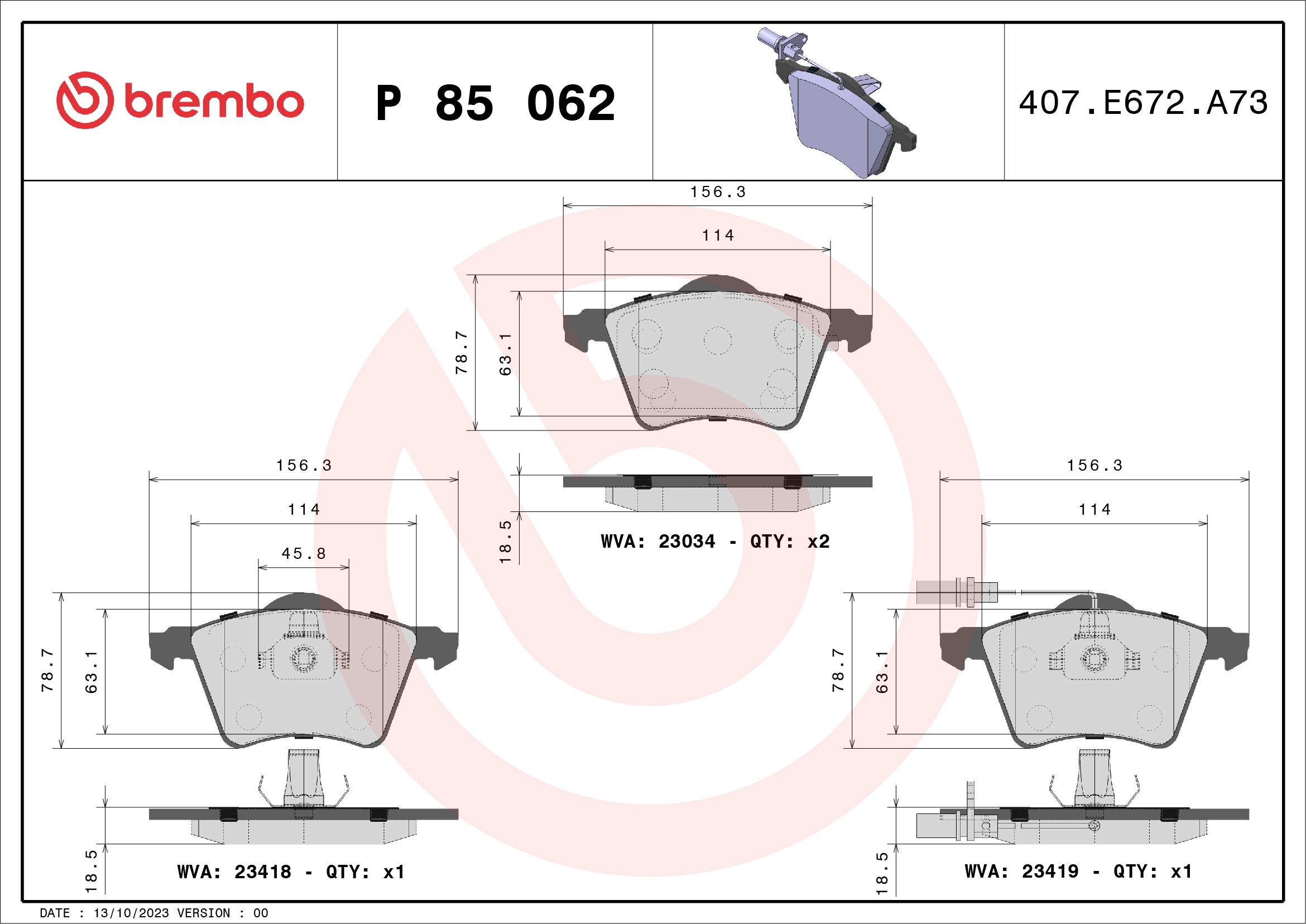 Brake Pad Set, disc brake PRIME LINE P 85 062