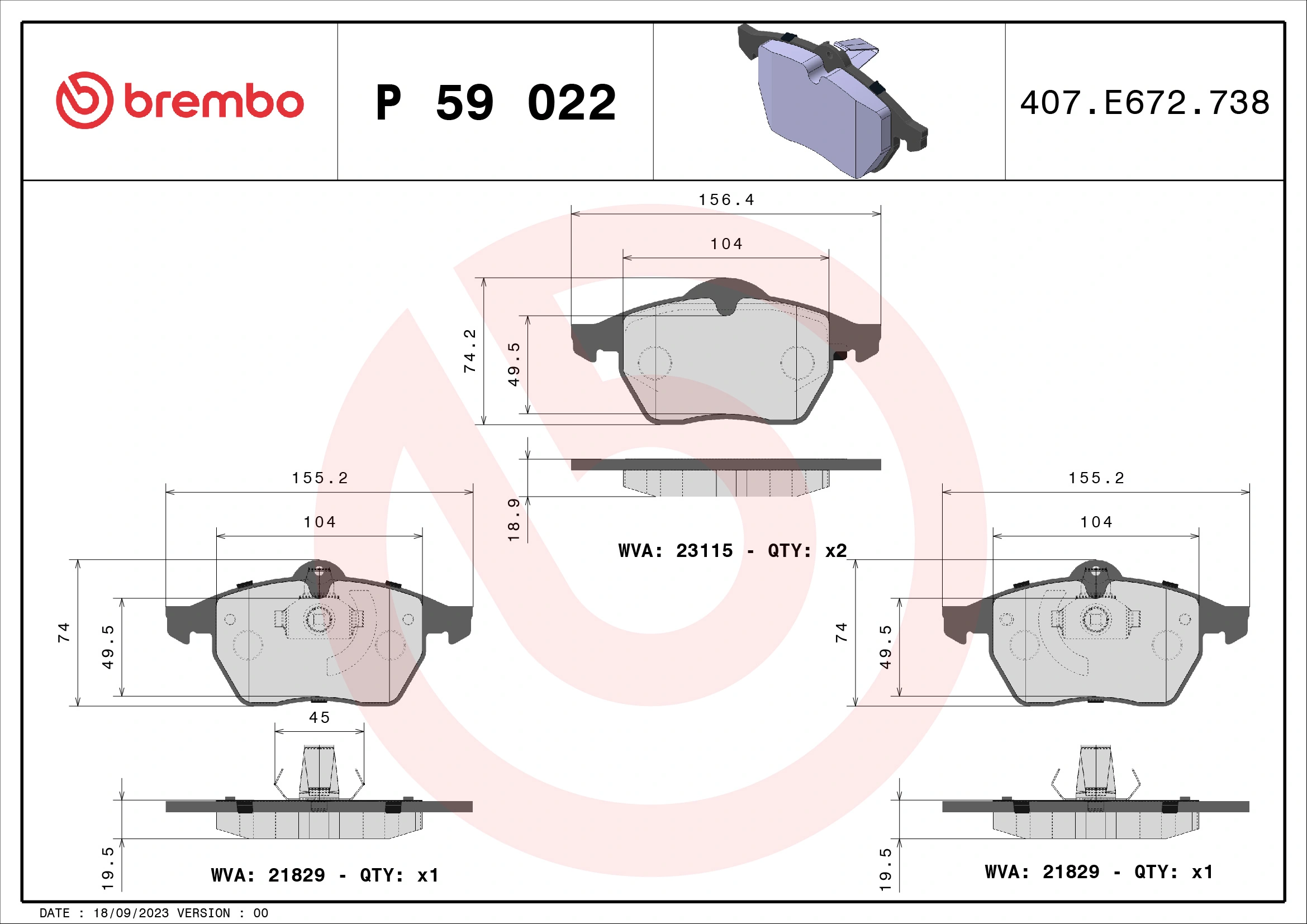 Brake Pad Set, disc brake PRIME LINE P 59 022