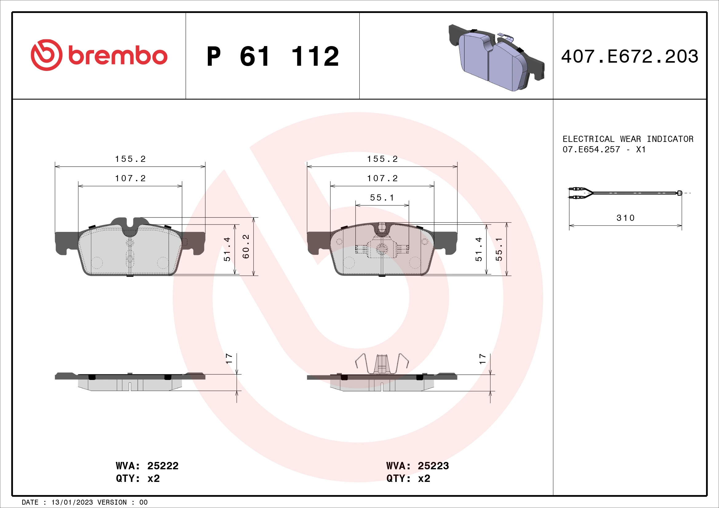 Brake Pad Set, disc brake PRIME LINE P 61 112