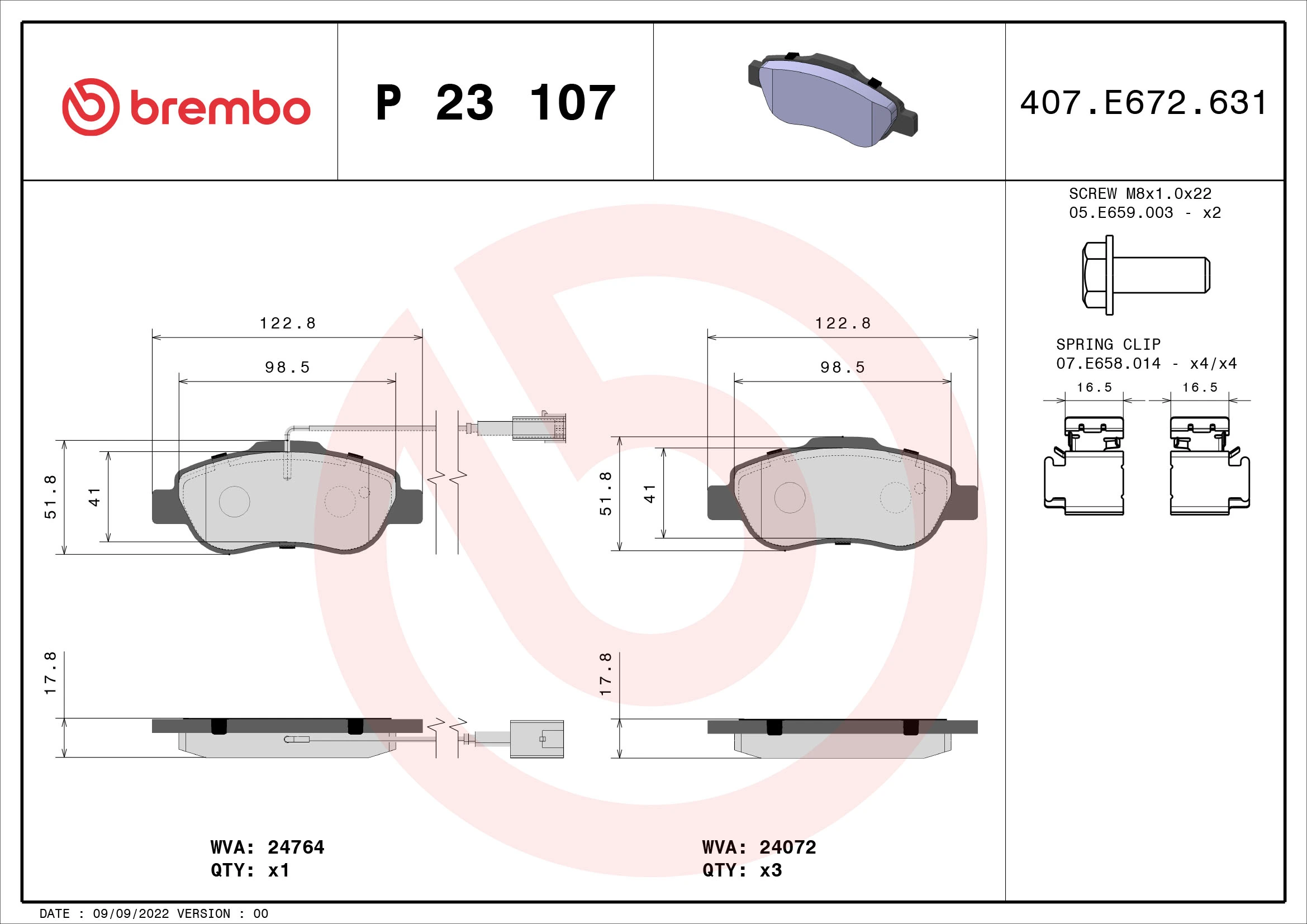 Brake Pad Set, disc brake PRIME LINE P 23 107