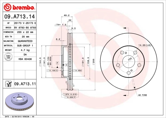 Brake Disc PRIME LINE - UV Coated 09.A713.11