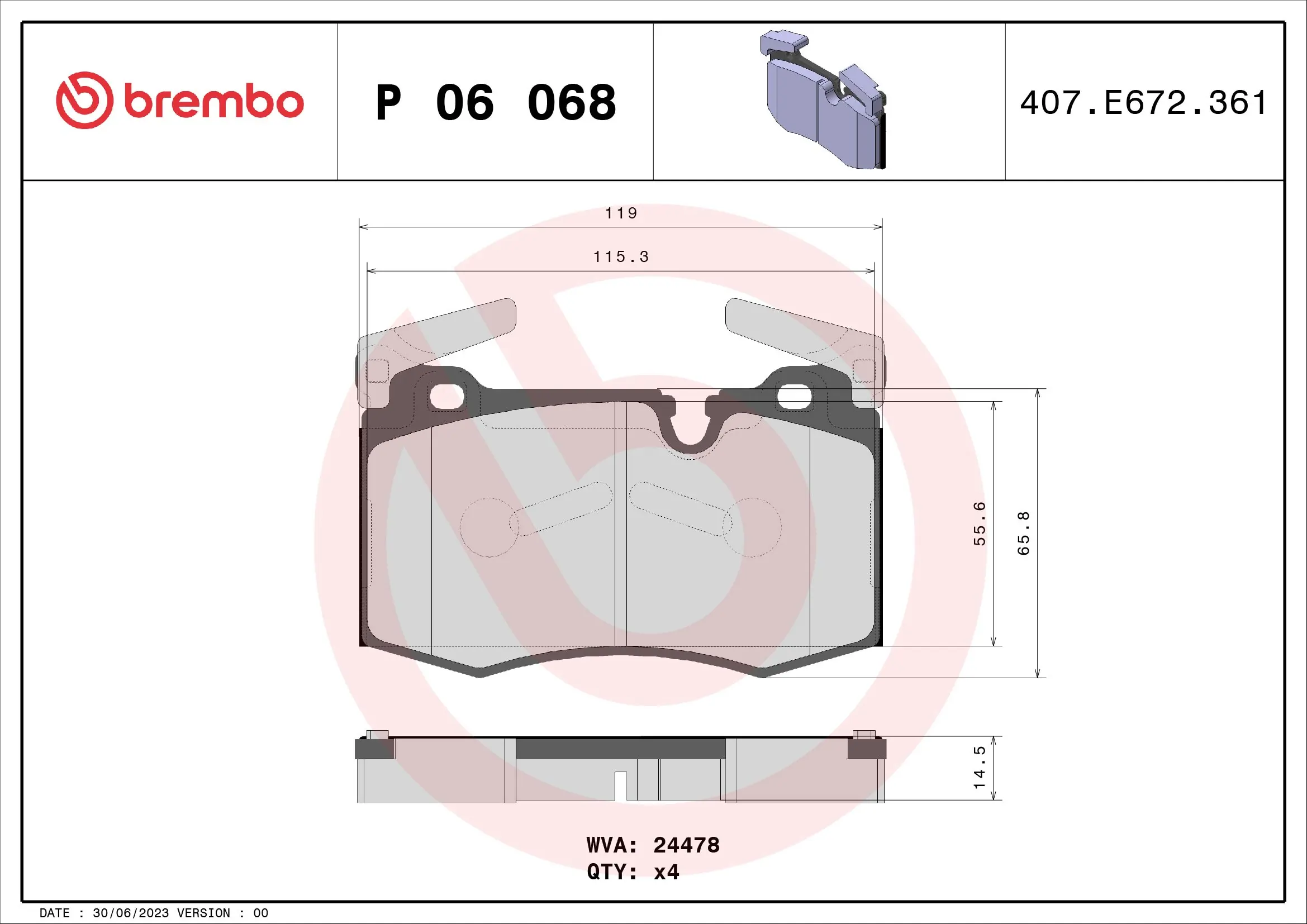 Brake Pad Set, disc brake PRIME LINE P 06 068