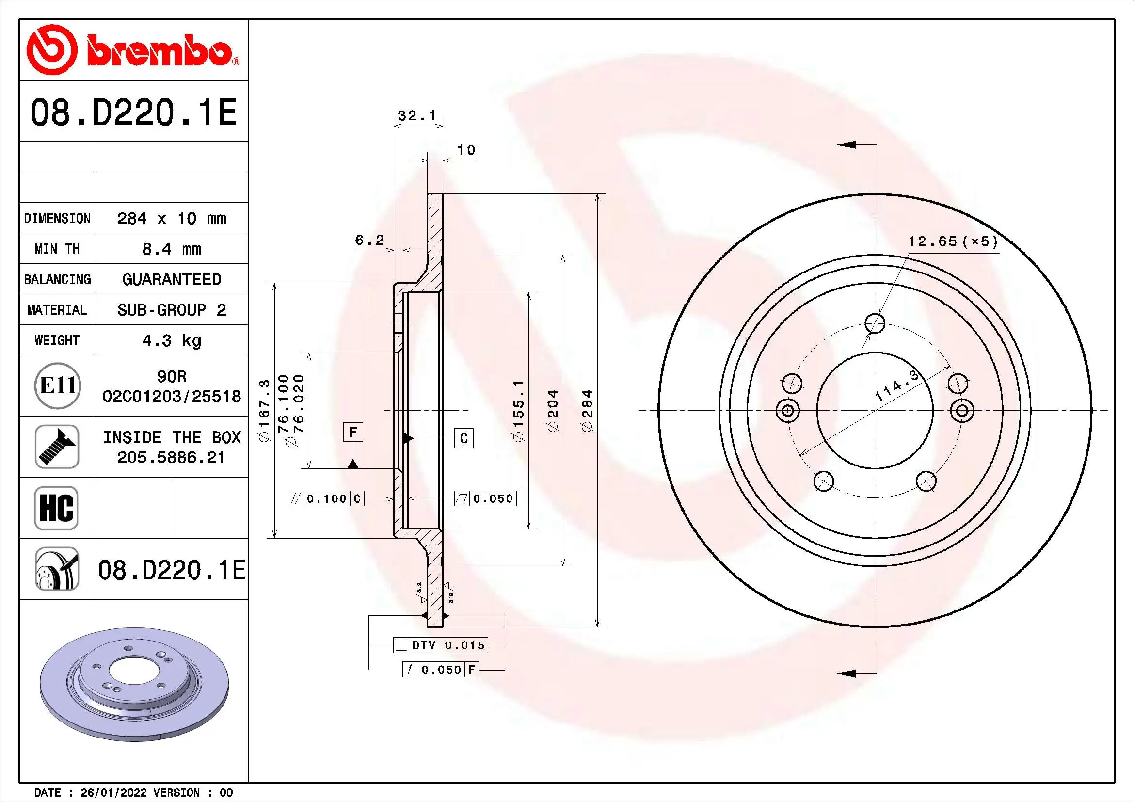 Brake Kit, disc brake BEYOND LINE - EV KT 08 016
