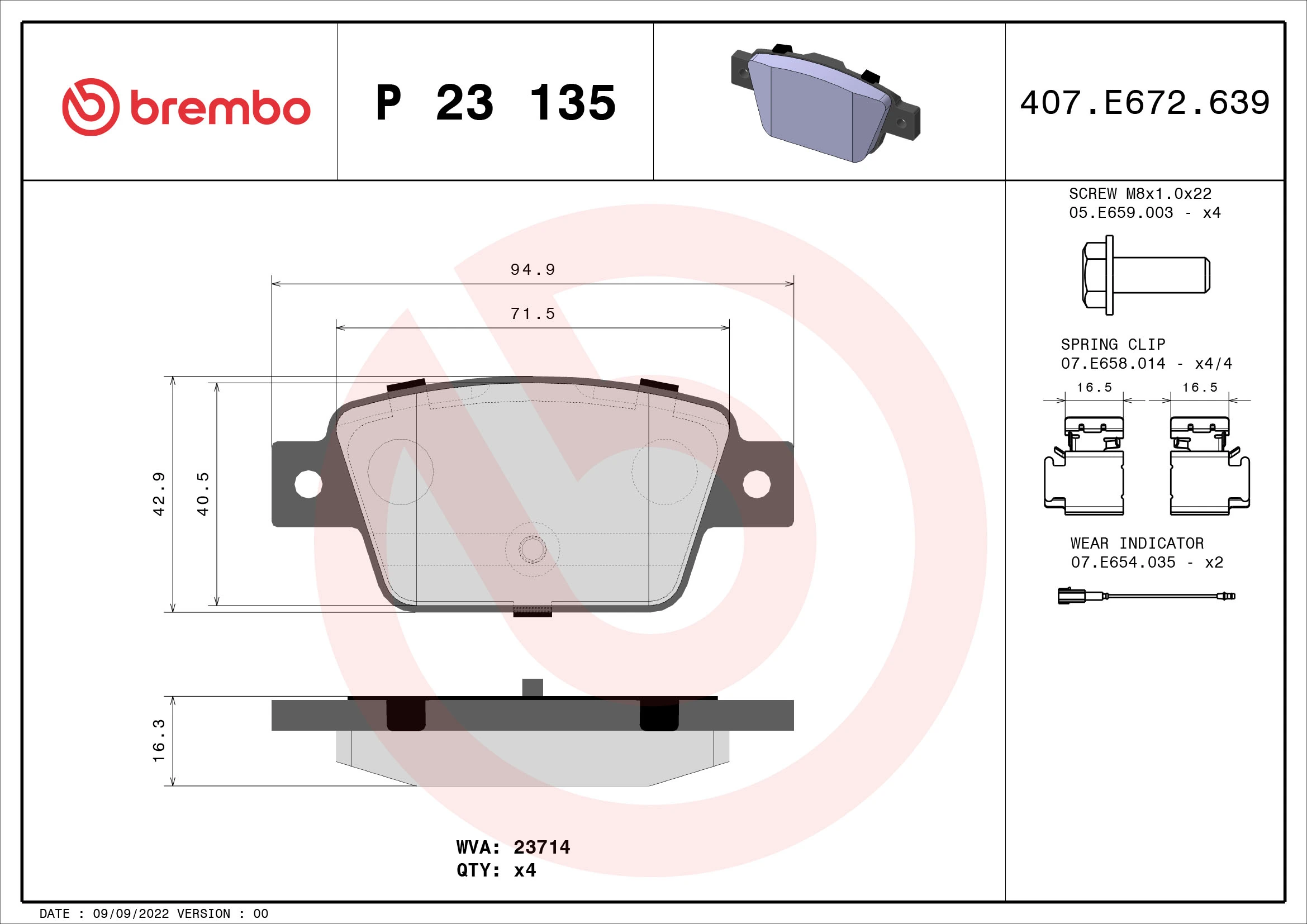 Brake Pad Set, disc brake PRIME LINE P 23 135