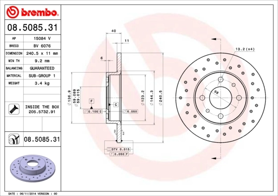 Brake Disc PRIME LINE - UV Coated 08.5085.31