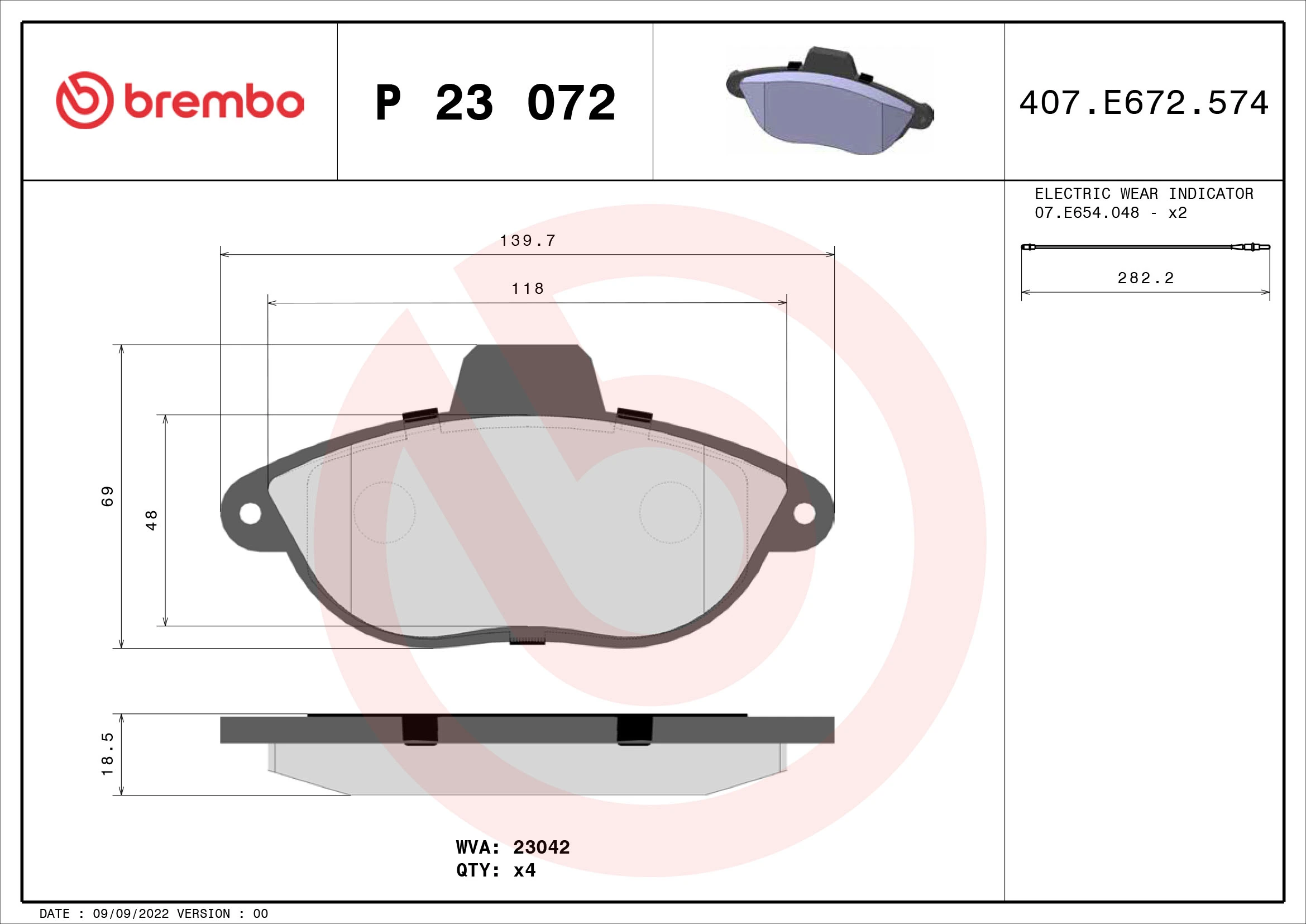 Brake Pad Set, disc brake PRIME LINE P 23 072