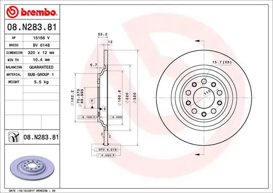 Brake Disc PRIME LINE - UV Coated 08.N283.81