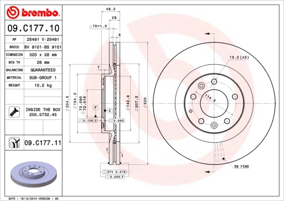 Brake Disc PRIME LINE - UV Coated 09.C177.11