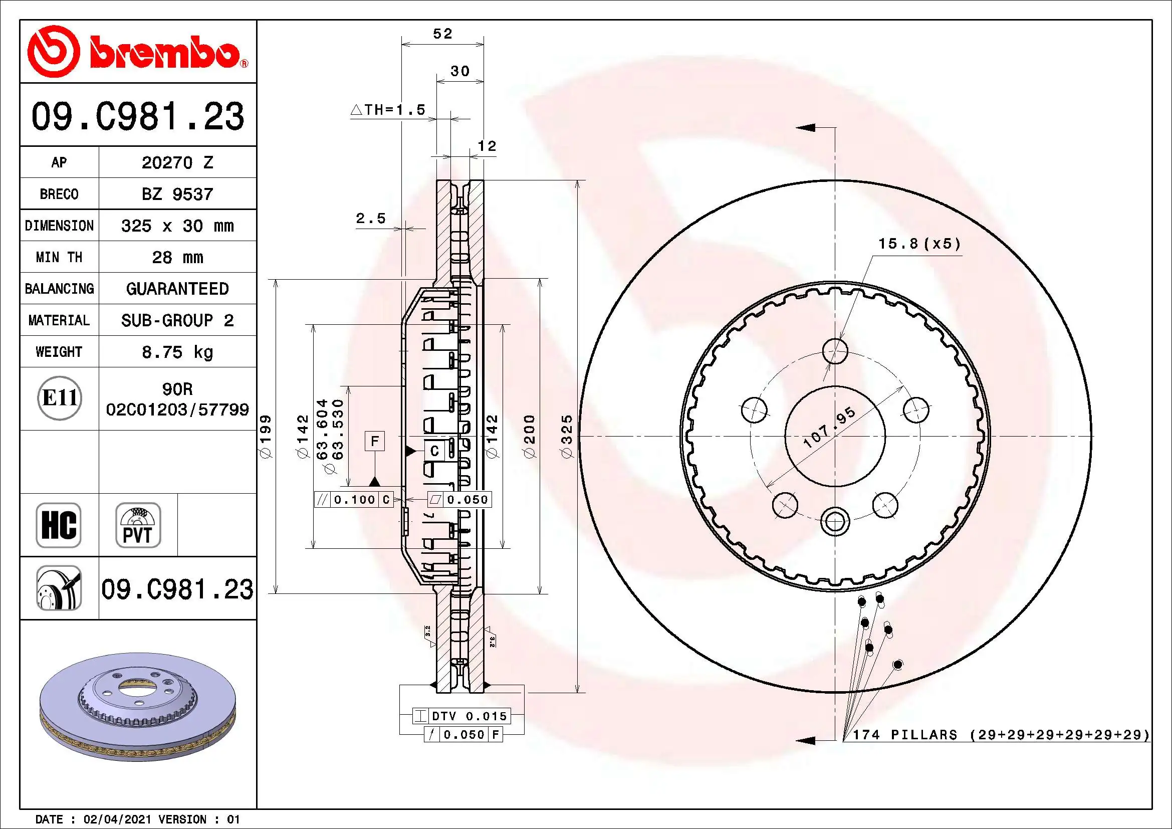 Brake Disc PRIME LINE - Lightweight 09.C981.23
