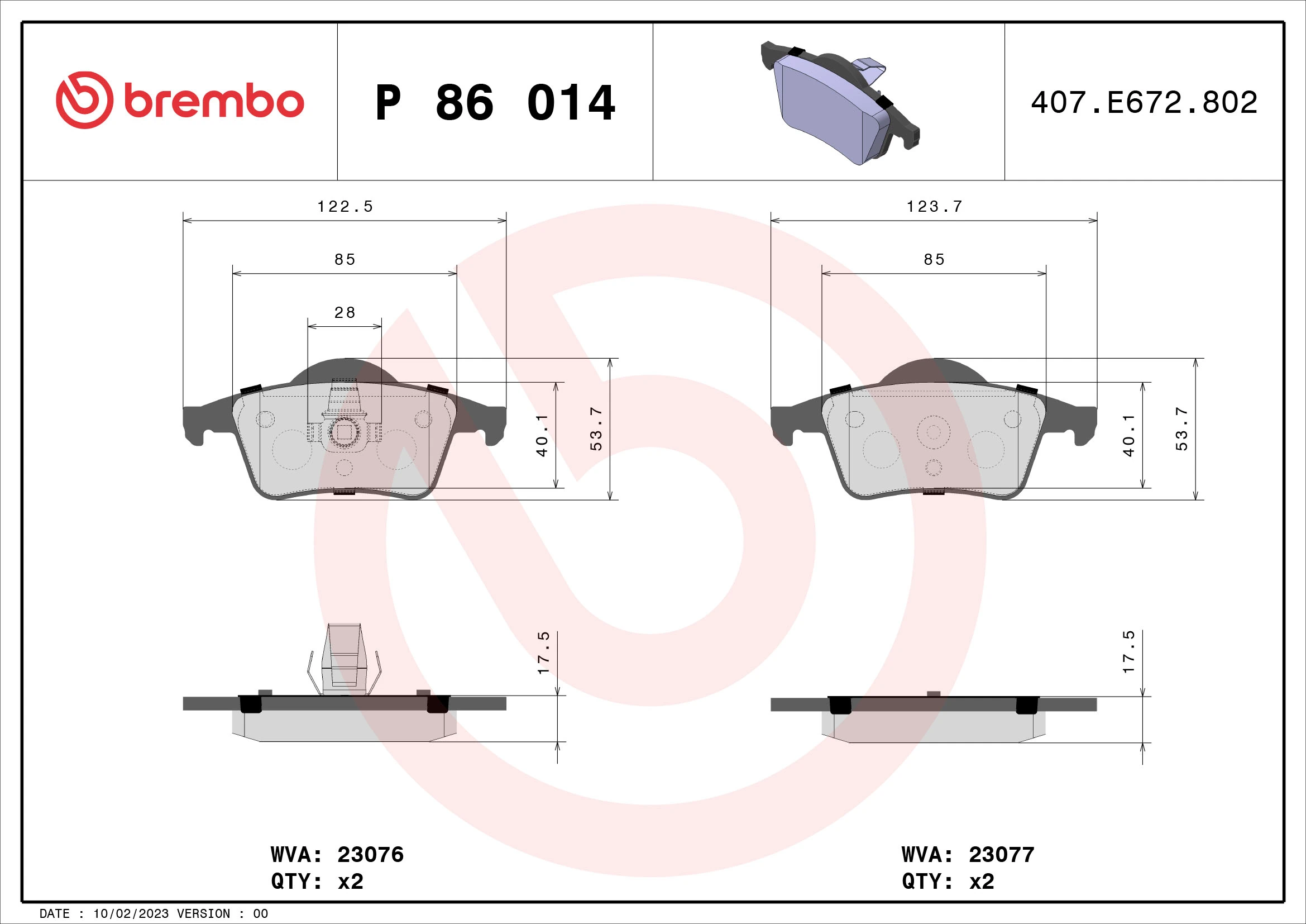 Brake Pad Set, disc brake PRIME LINE P 86 014