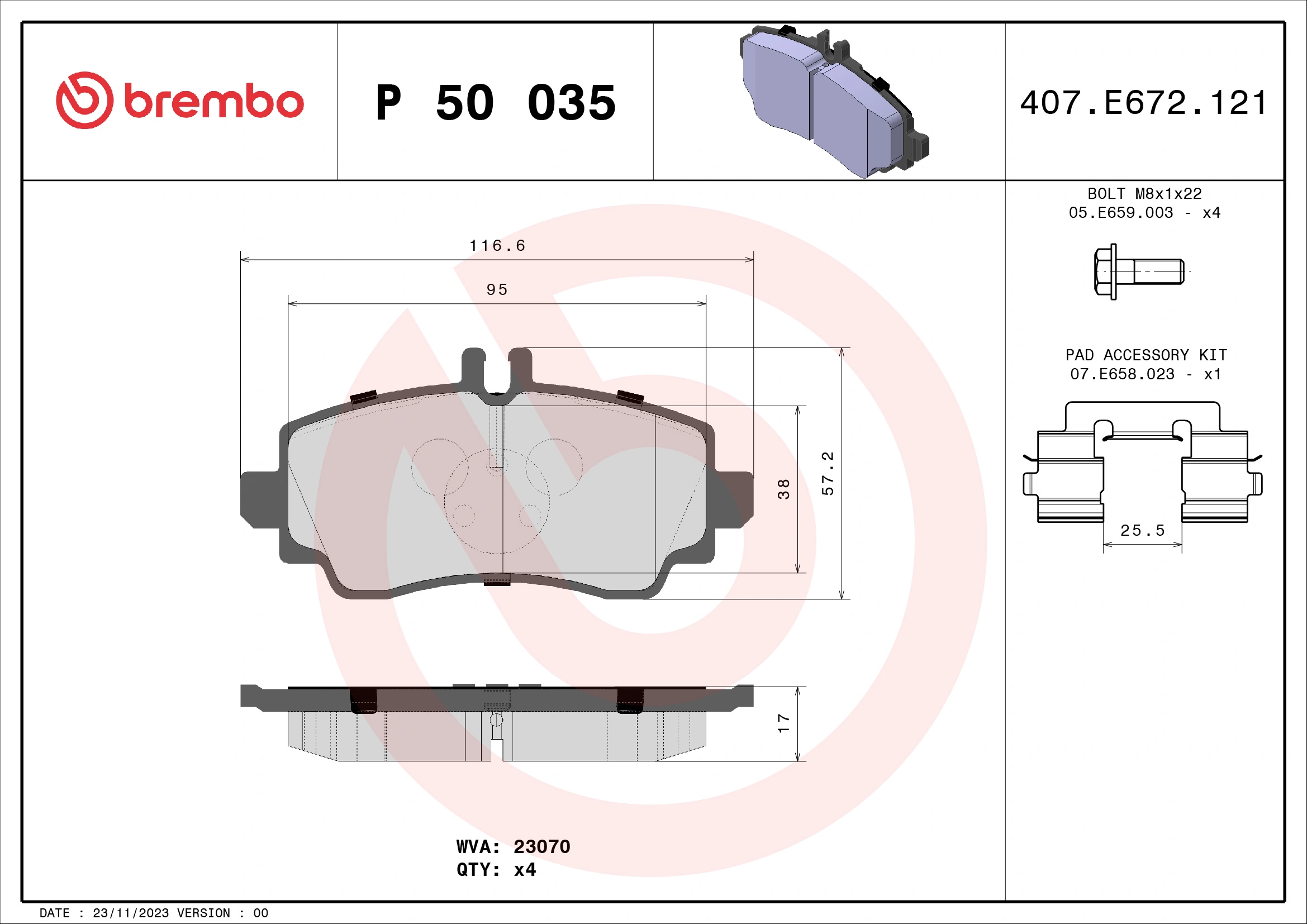 Brake Pad Set, disc brake PRIME LINE P 50 035