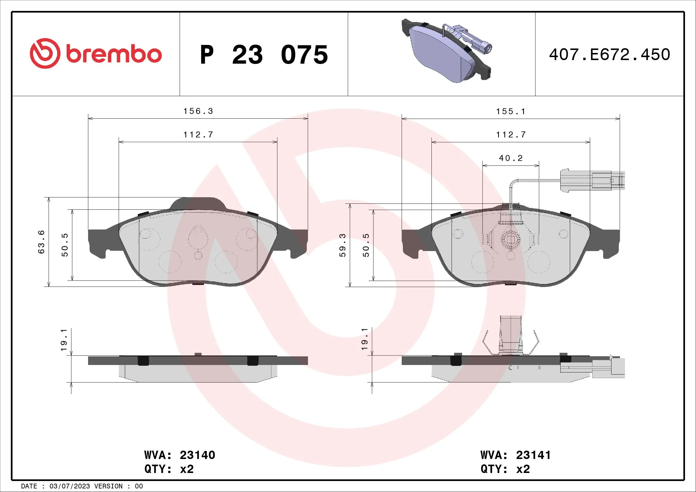 Brake Pad Set, disc brake PRIME LINE P 23 075