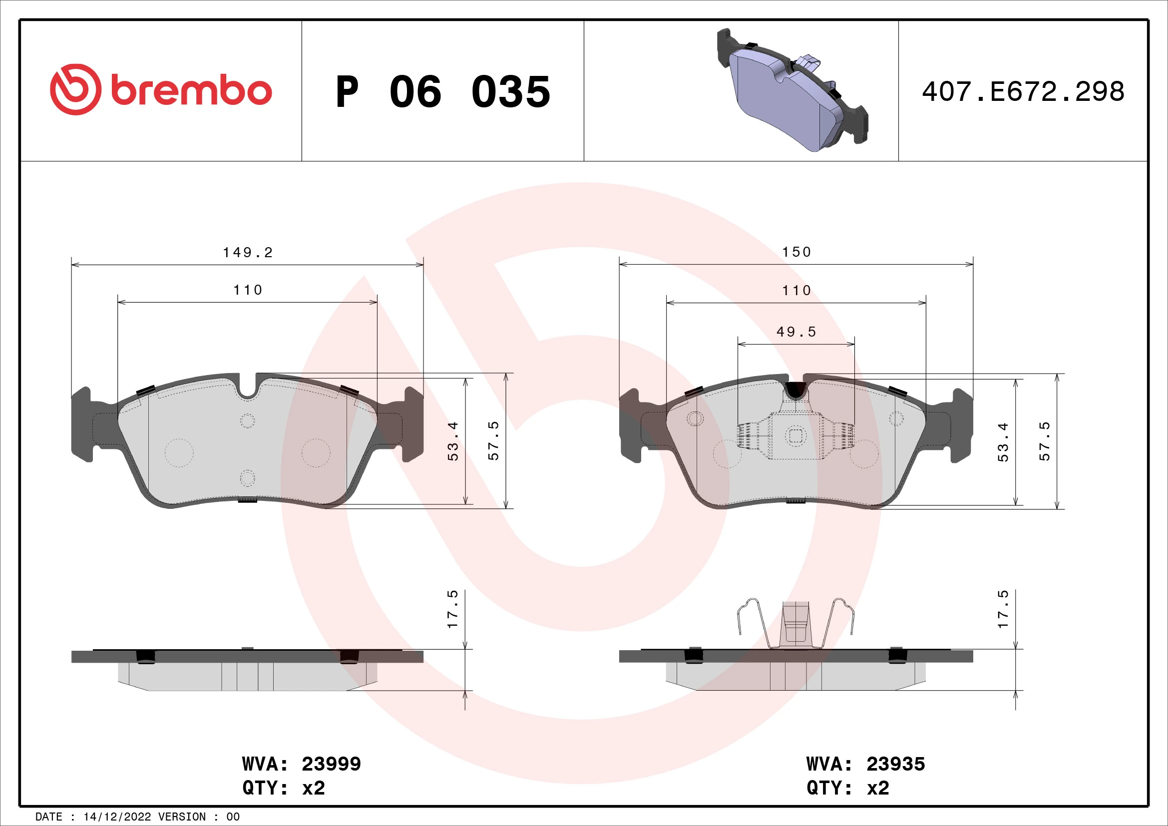 Brake Pad Set, disc brake PRIME LINE P 06 035