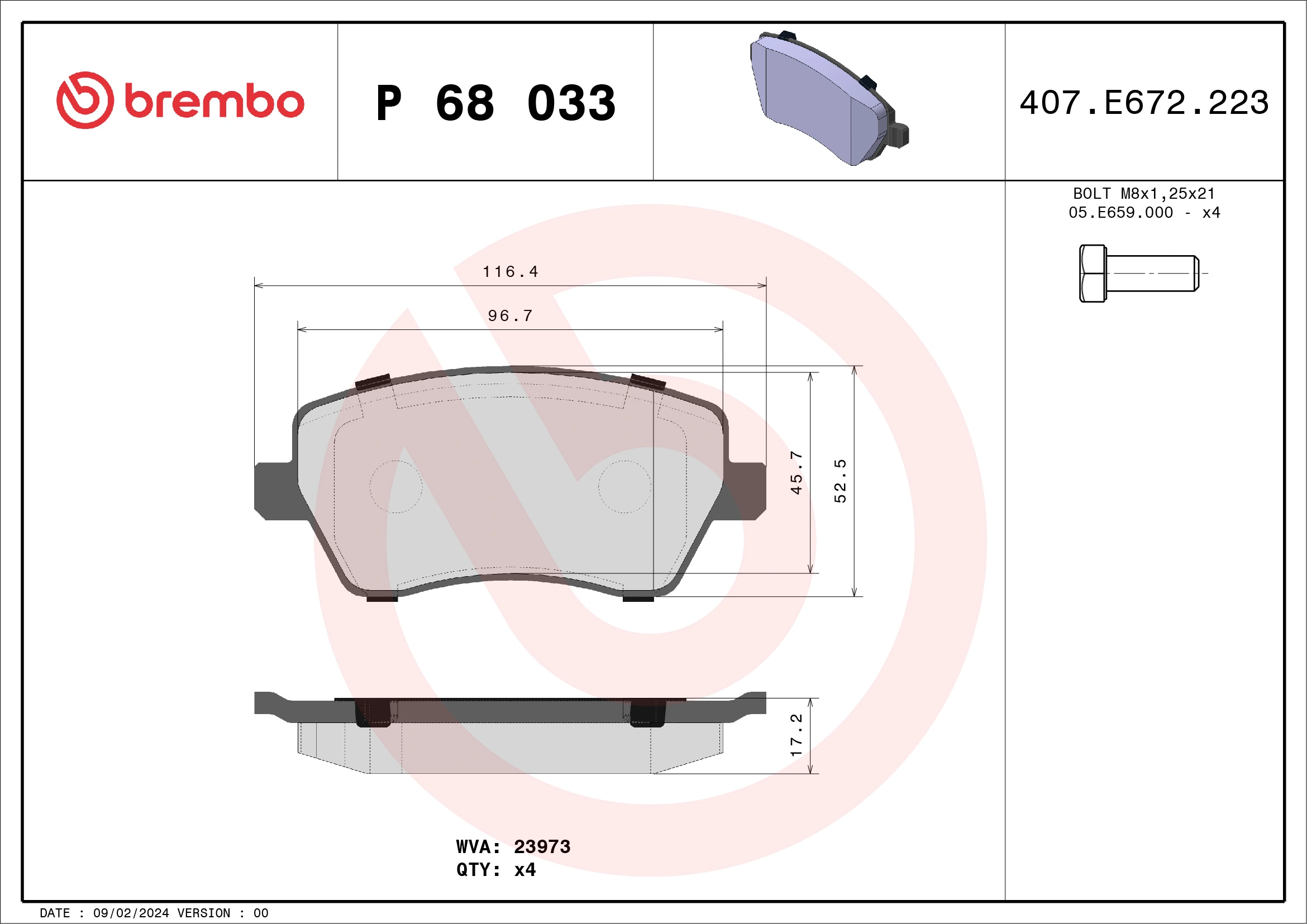 Brake Pad Set, disc brake PRIME LINE P 68 033
