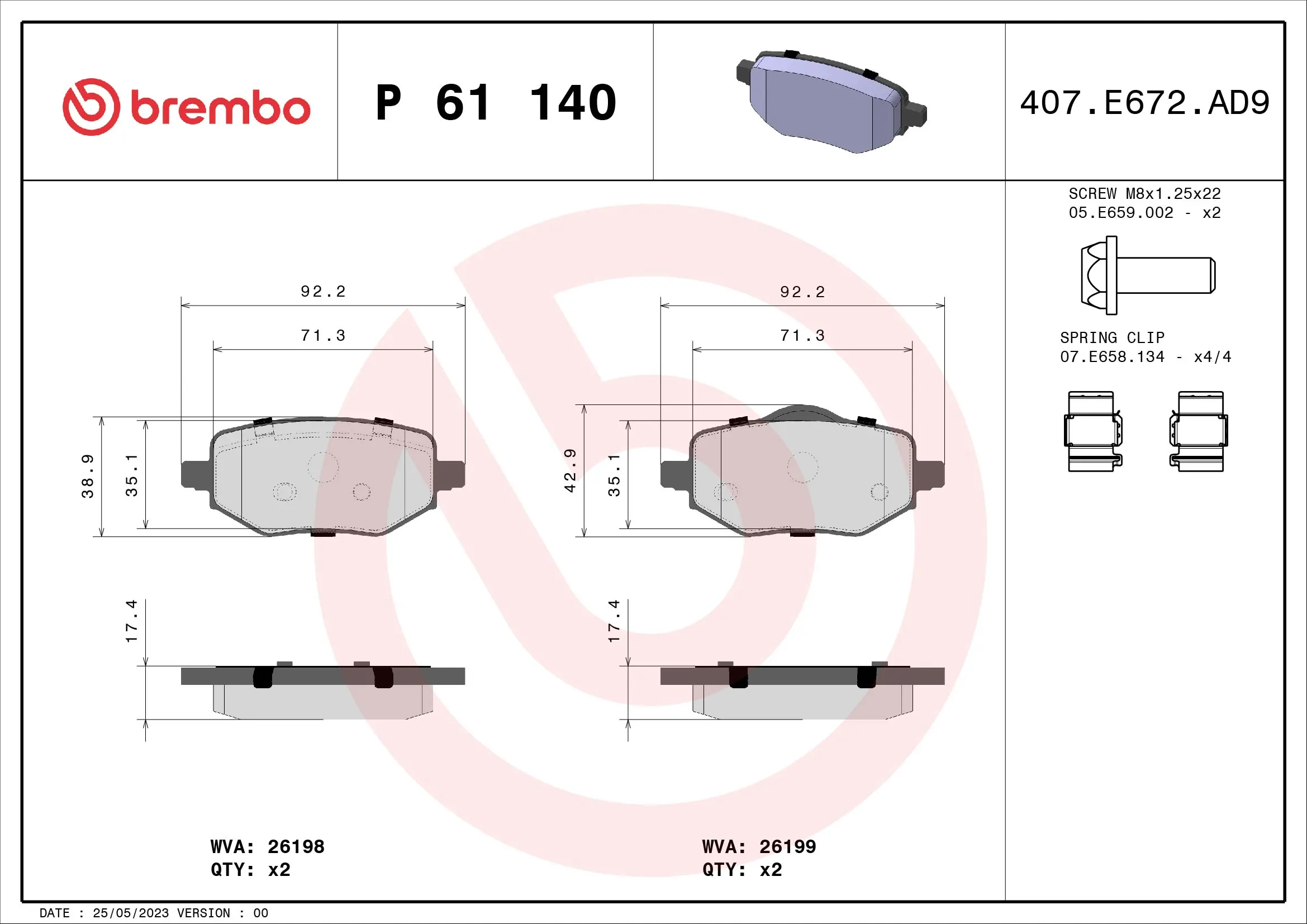 Brake Pad Set, disc brake PRIME LINE P 61 140