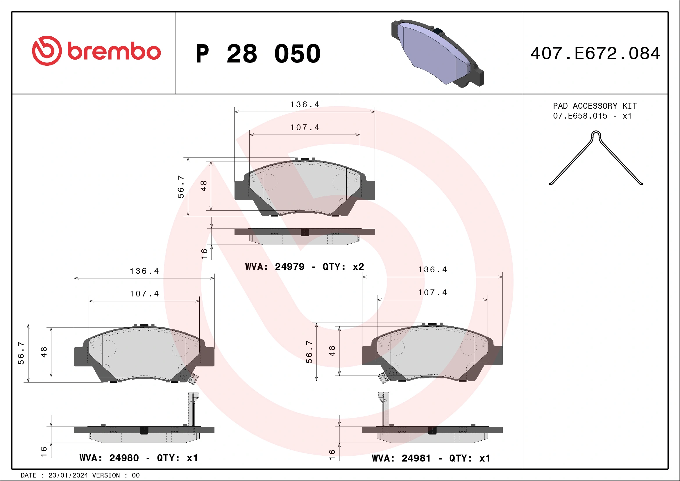 Brake Pad Set, disc brake PRIME LINE P 28 050