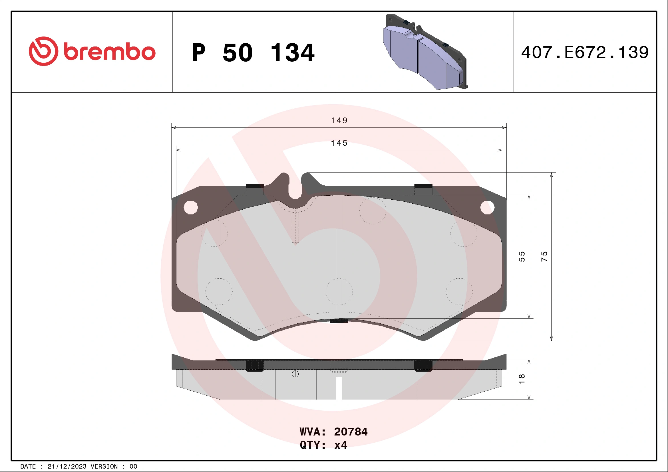 Brake Pad Set, disc brake PRIME LINE P 50 134