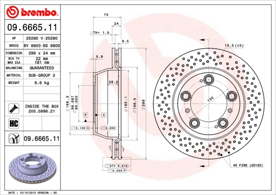 Brake Disc PRIME LINE - UV Coated 09.6665.11