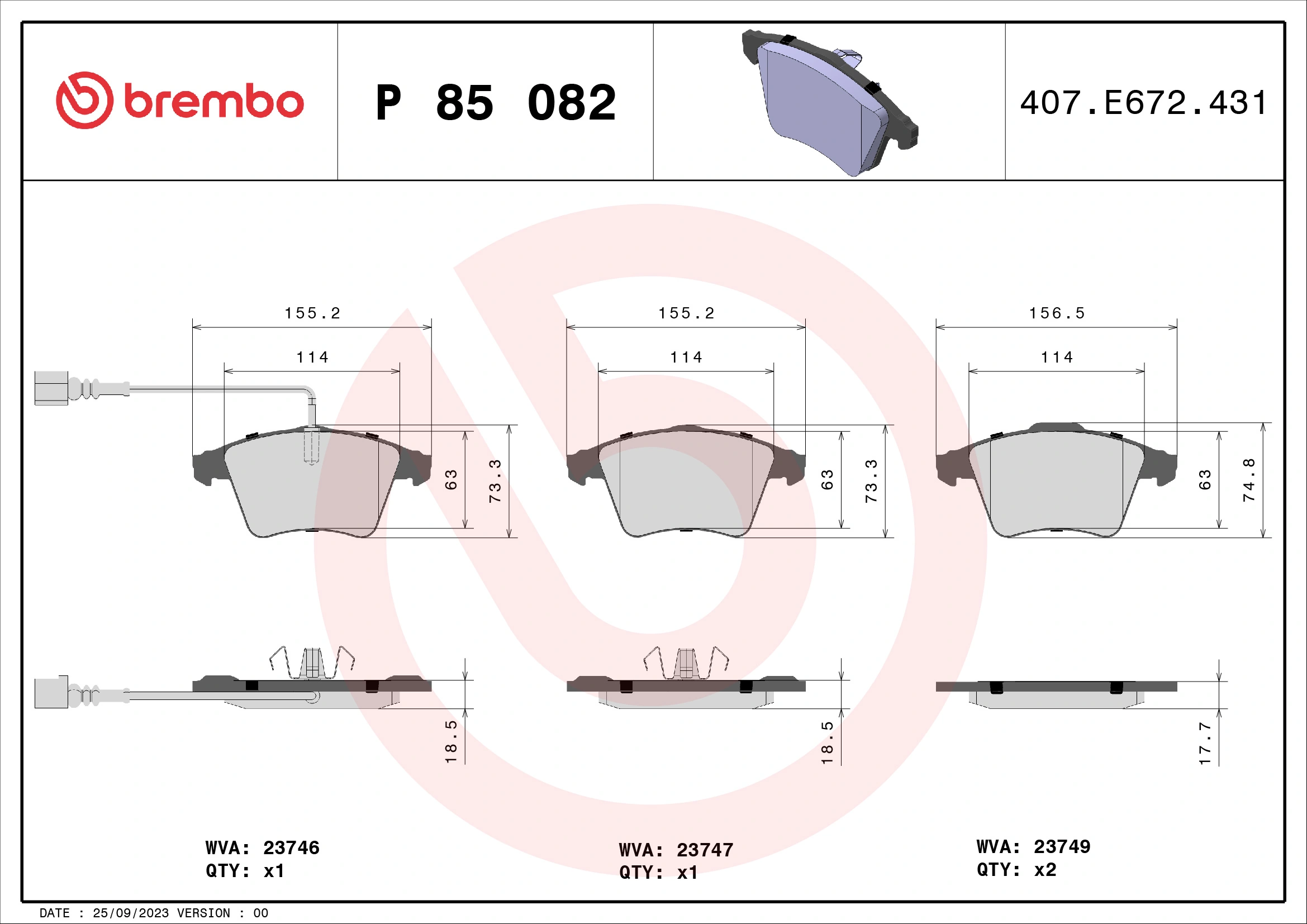 Brake Pad Set, disc brake PRIME LINE P 85 082