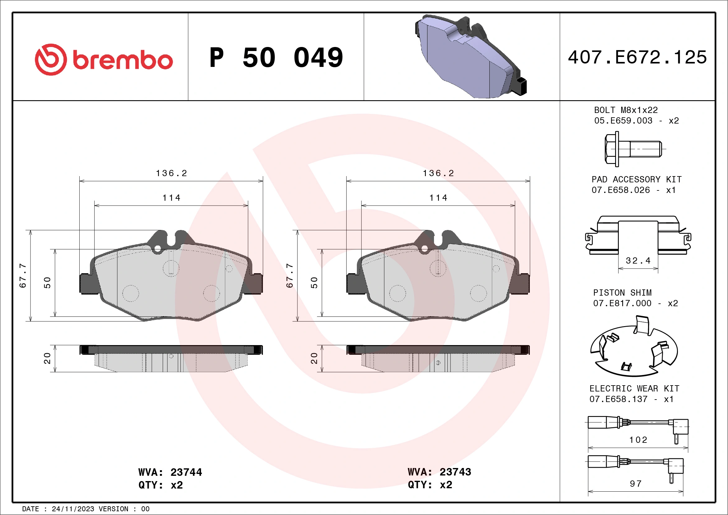 Brake Pad Set, disc brake PRIME LINE P 50 049
