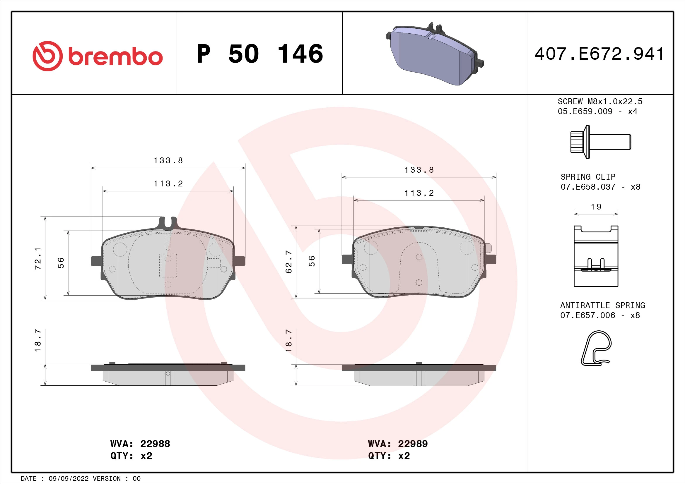 Brake Pad Set, disc brake PRIME LINE P 50 146