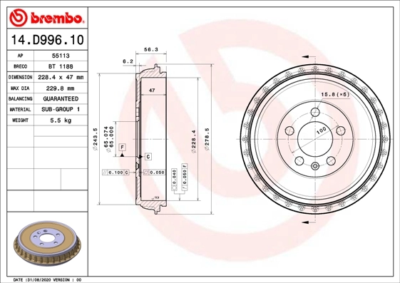 Brake Drum ESSENTIAL LINE 14.D996.10