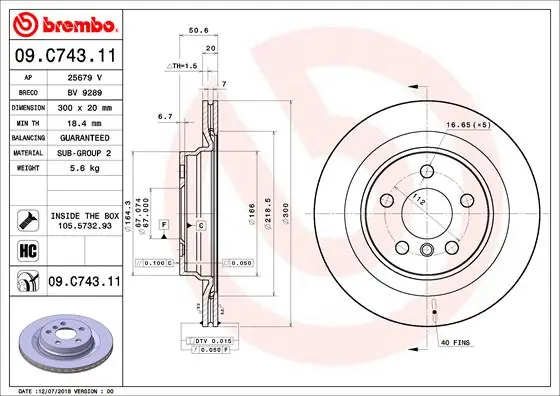 Brake Disc PRIME LINE - UV Coated 09.C743.11