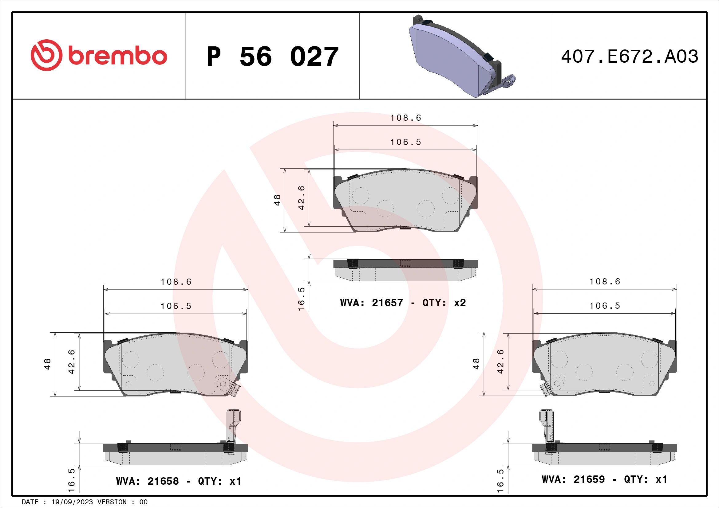 Brake Pad Set, disc brake PRIME LINE P 56 027