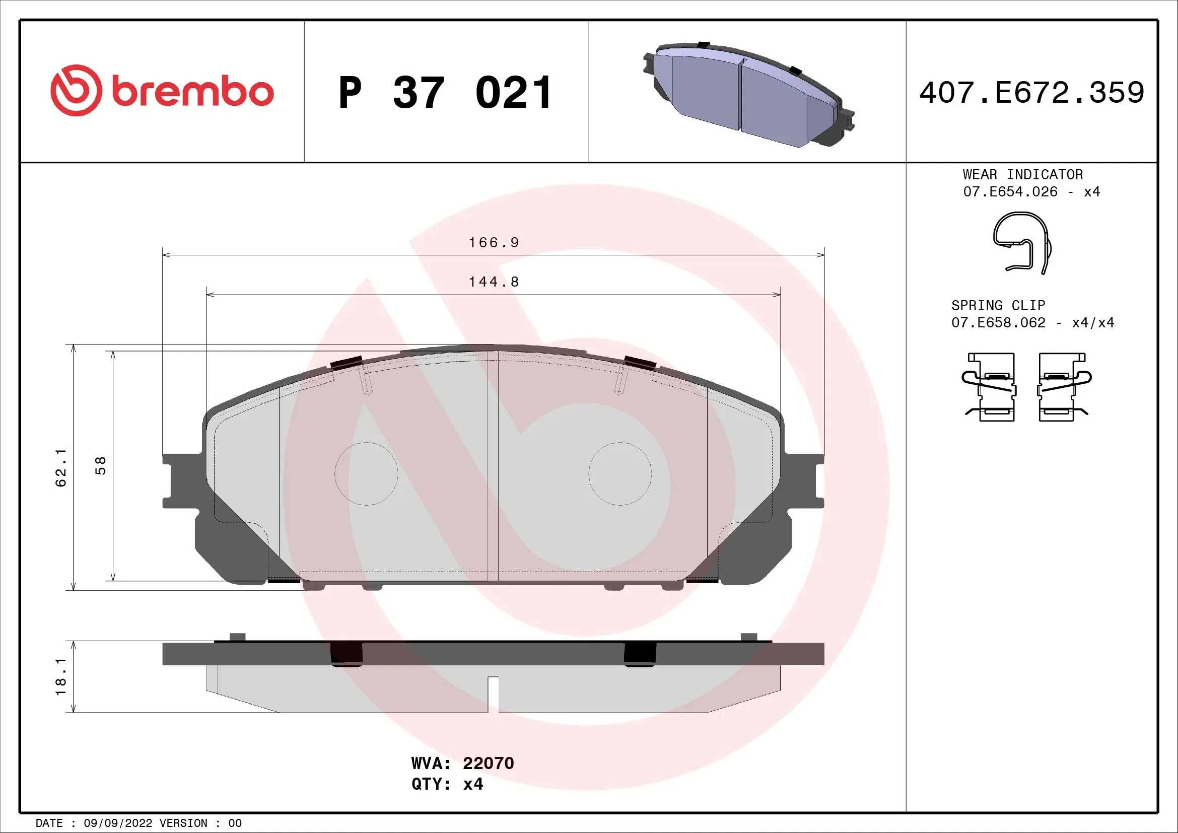 Brake Pad Set, disc brake PRIME LINE P 37 021